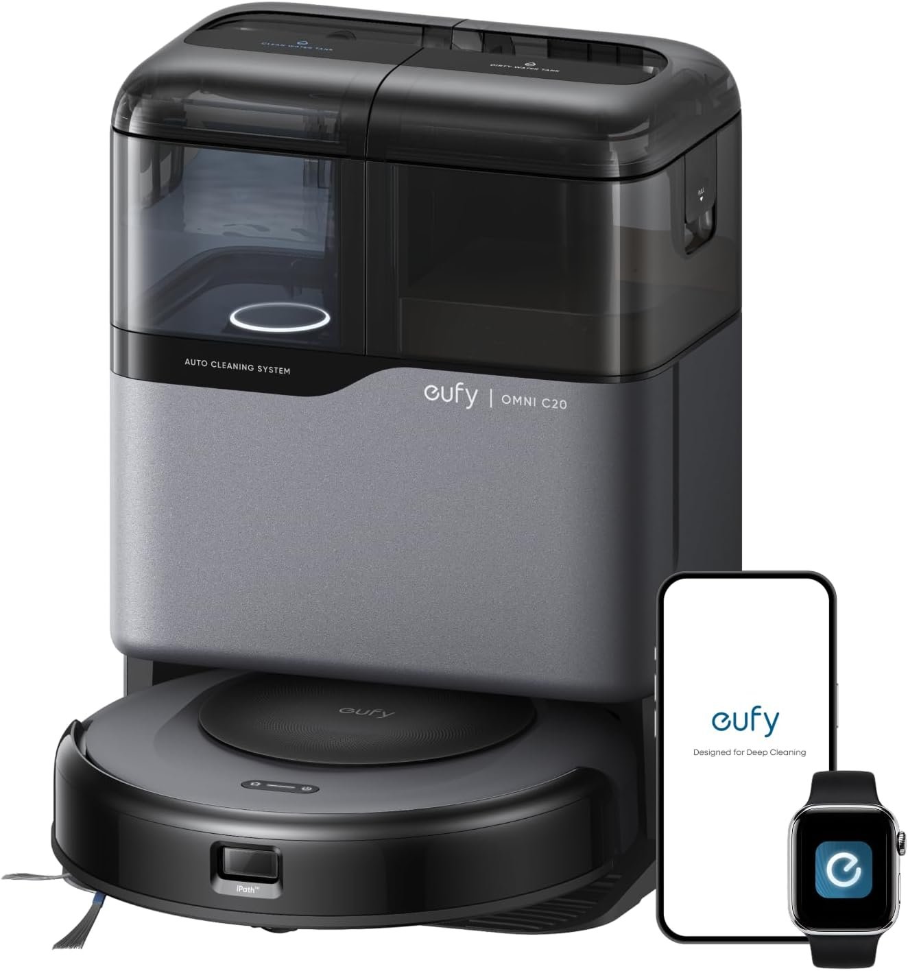 eufy Omni C20 Robot Vacuum and Mop Combo for Hardwood and Carpet | 60 Days Self Emptying, Auto Mop Washing and Drying, 3.35″ Ultra Slim, Anti-Tangle for Pet Hair, Powerful Suction