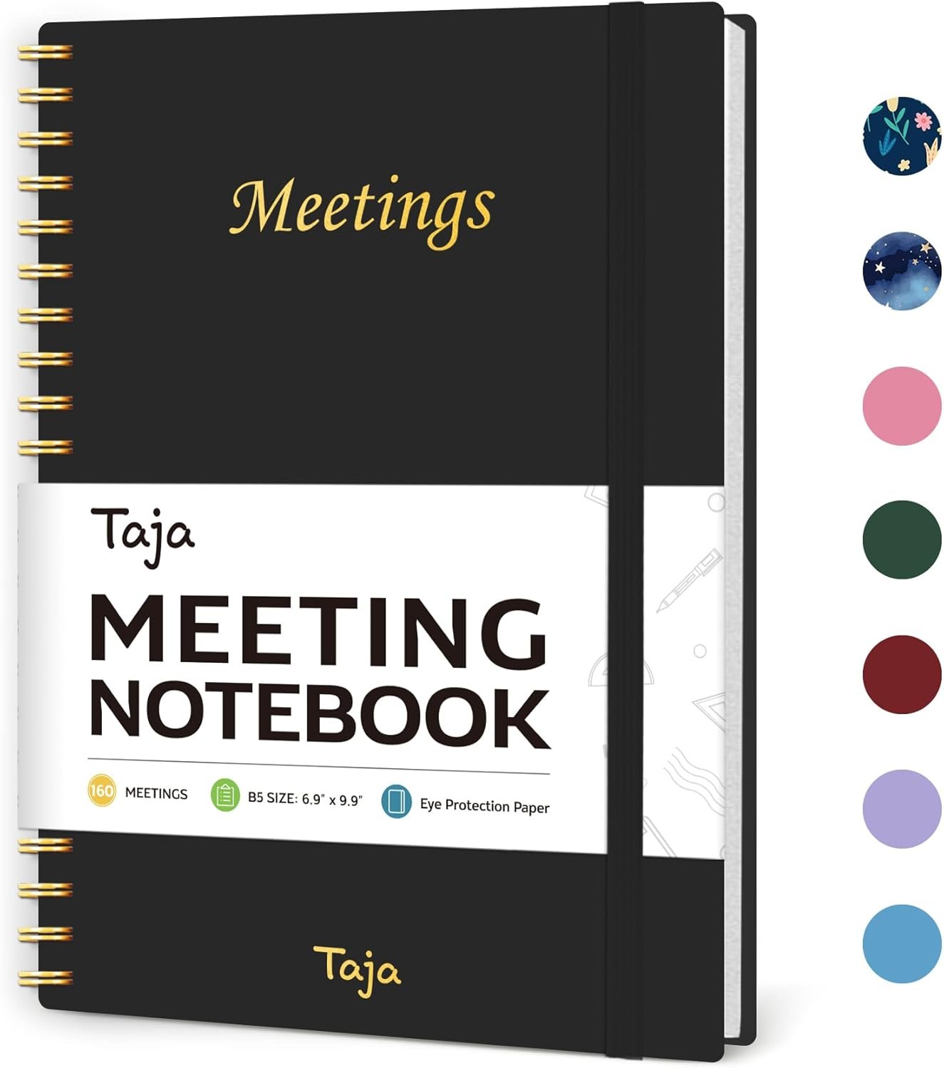Meeting Notebook for Work Organization – Work Planner Notebook with Action Items, Agenda Planner for Note Taking, 160 Pages (6.9″ X 9.9″) Project Organizer for Men & Women – Black 1