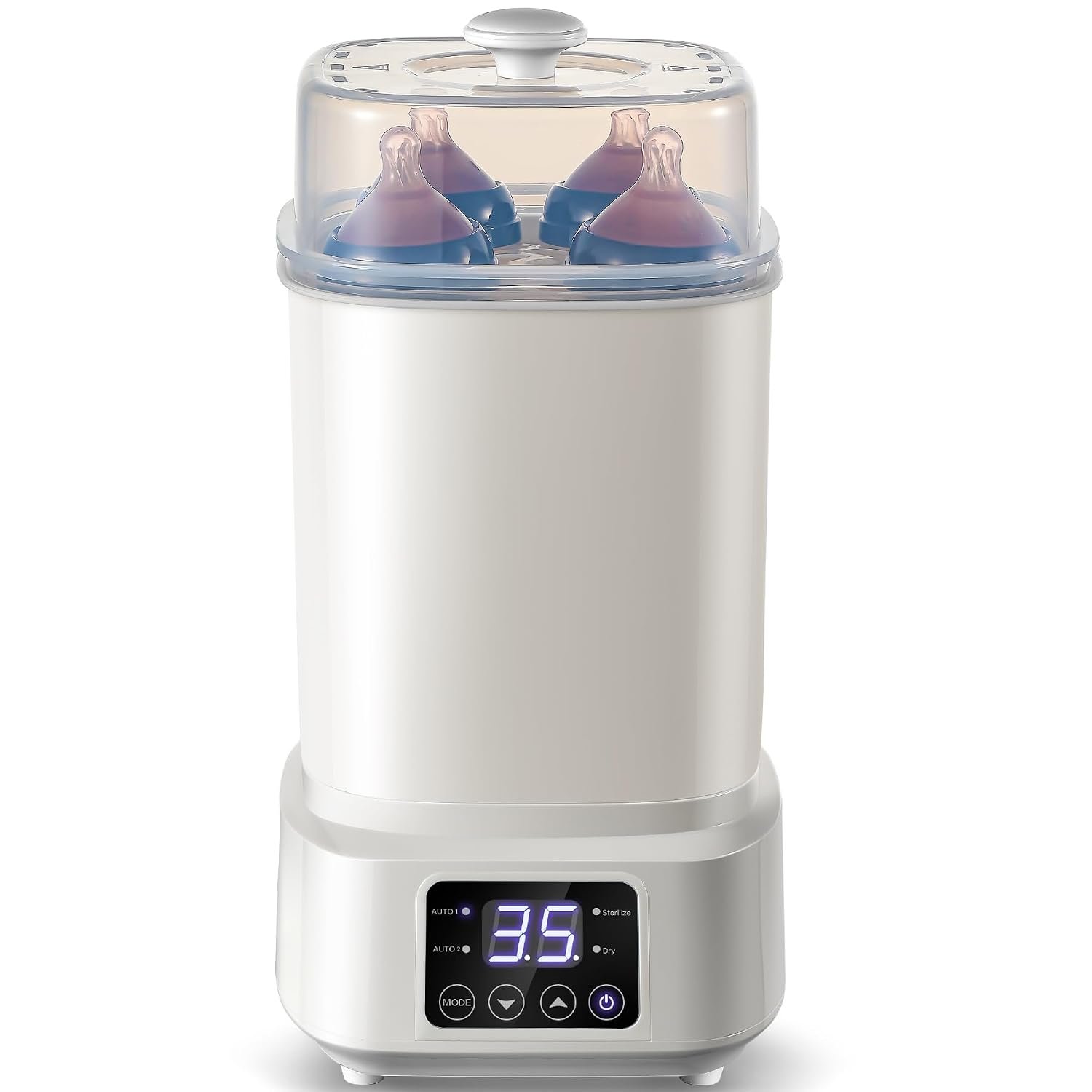 Baby Bottle Steamer and Dryer: 8 in 1 Compact Electric Steam – Portable for Travel and Home Use – for Baby Bottles Pacifiers Breast Pump Parts and Other Newborn Essentials BPA Free Auto Shut Off