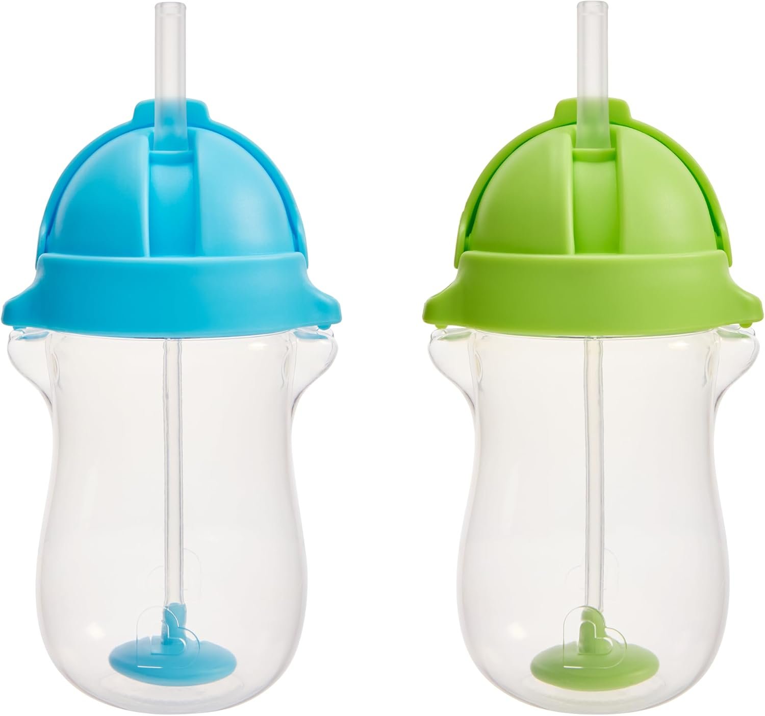 Munchkin Any Angle Weighted Toddler Straw Cups with Click Lock Lid, 10 Ounce, 2 Pack, Blue/Green