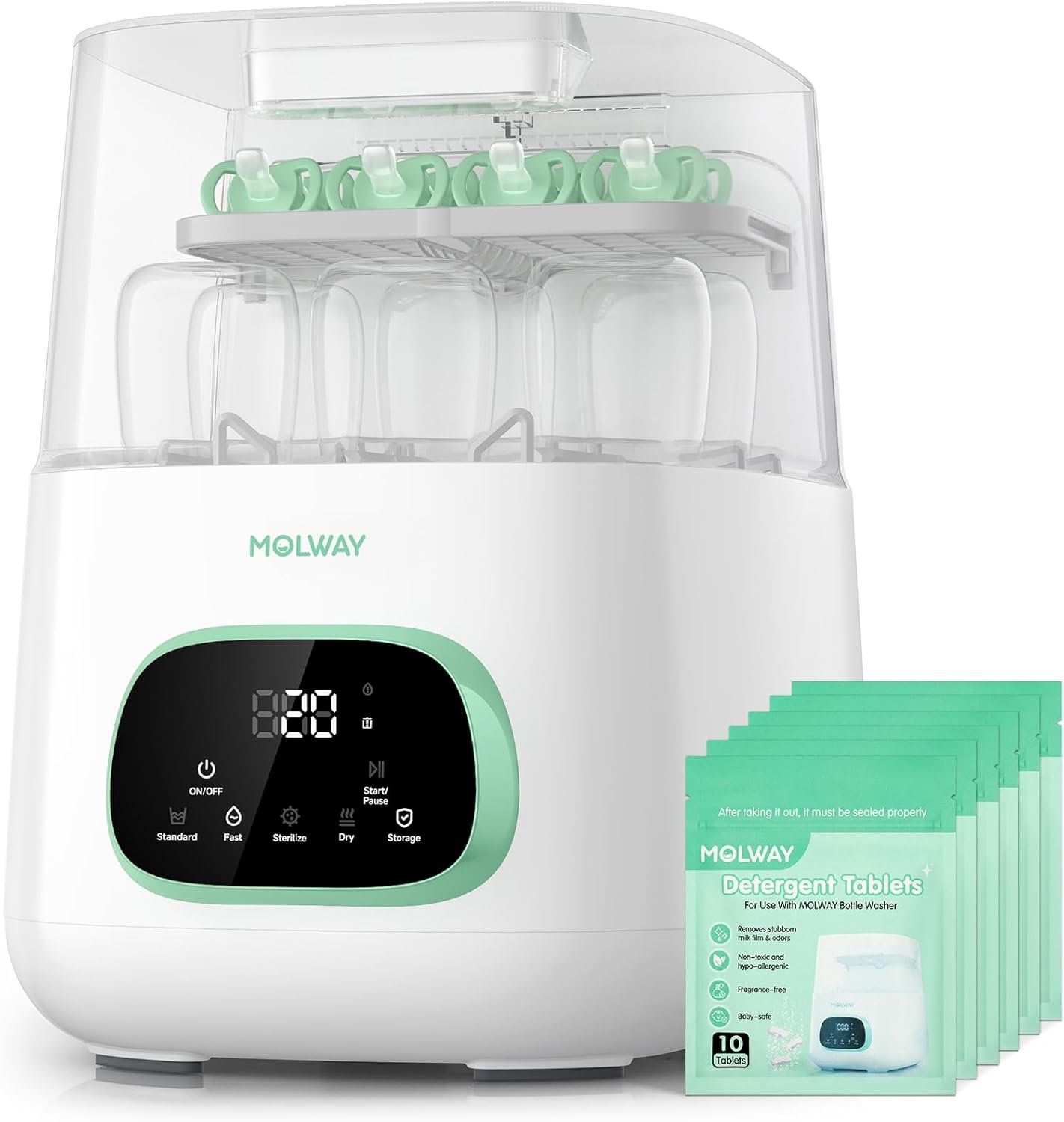 Upgraded Baby Bottle Washer and Sterilizer, All-in-One Cleaning Machine for Bottles & Parts, Gift for New Moms