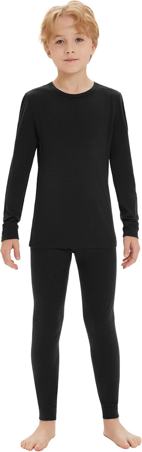Iguana Unisex Kids 100% Merino Wool Base Layer Thermal Set | Kids Thermal Underwear, Boys & Girls Winter Long Johns, Cold Weather Set for Skiing, Sledding, Snow Play, Outdoor Activities