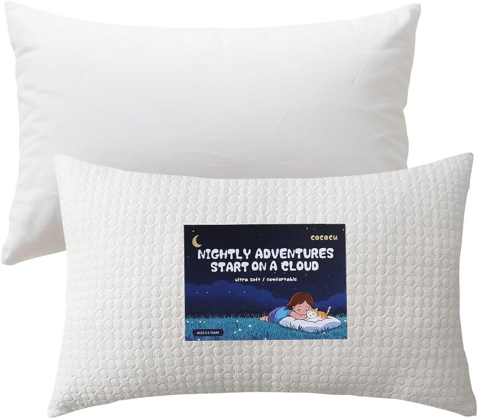 Toddler Pillow for 2-5 Year Olds, Toddler Crib Pillow with Washable Cover,13×18 Inch White Pillow for Toddler Bed