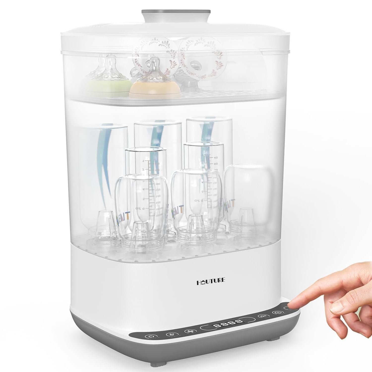 HAUTURE 6-in-1 Baby Bottle Sterilizer and Dryer, Large Capacity | 10 Bottles Capacity, Esterilizador de Biberones, Electric Steam Sanitizer for Baby Bottles, Breast Pump Parts & Pacifiers