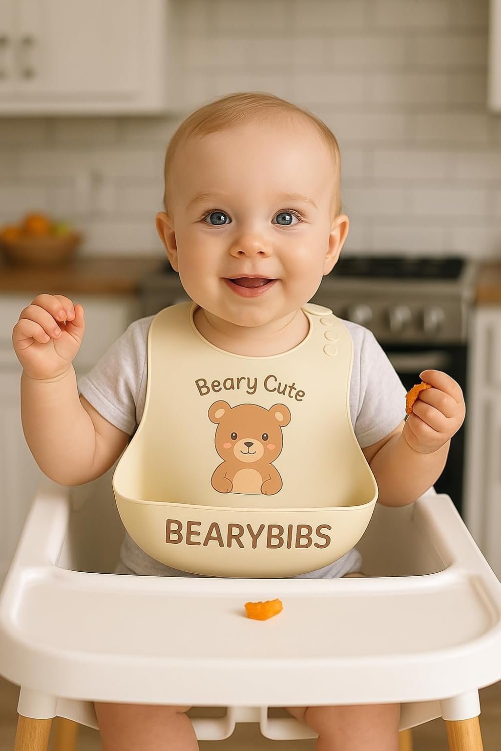 Premium Silicone Baby Bib, Waterproof Food Catcher, BPA-Free, 6M+, Soft and Adjustable