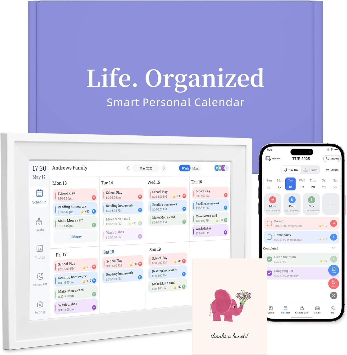 10.1’’ Smart Digital Calendar – Interactive Touch Screen, HD Display, Wall Mountable Family Organizer with Chore Chart, To-Do Lists & App Sync for Home & Office, Warm Fathers‘ Day Gift, Gift for Him