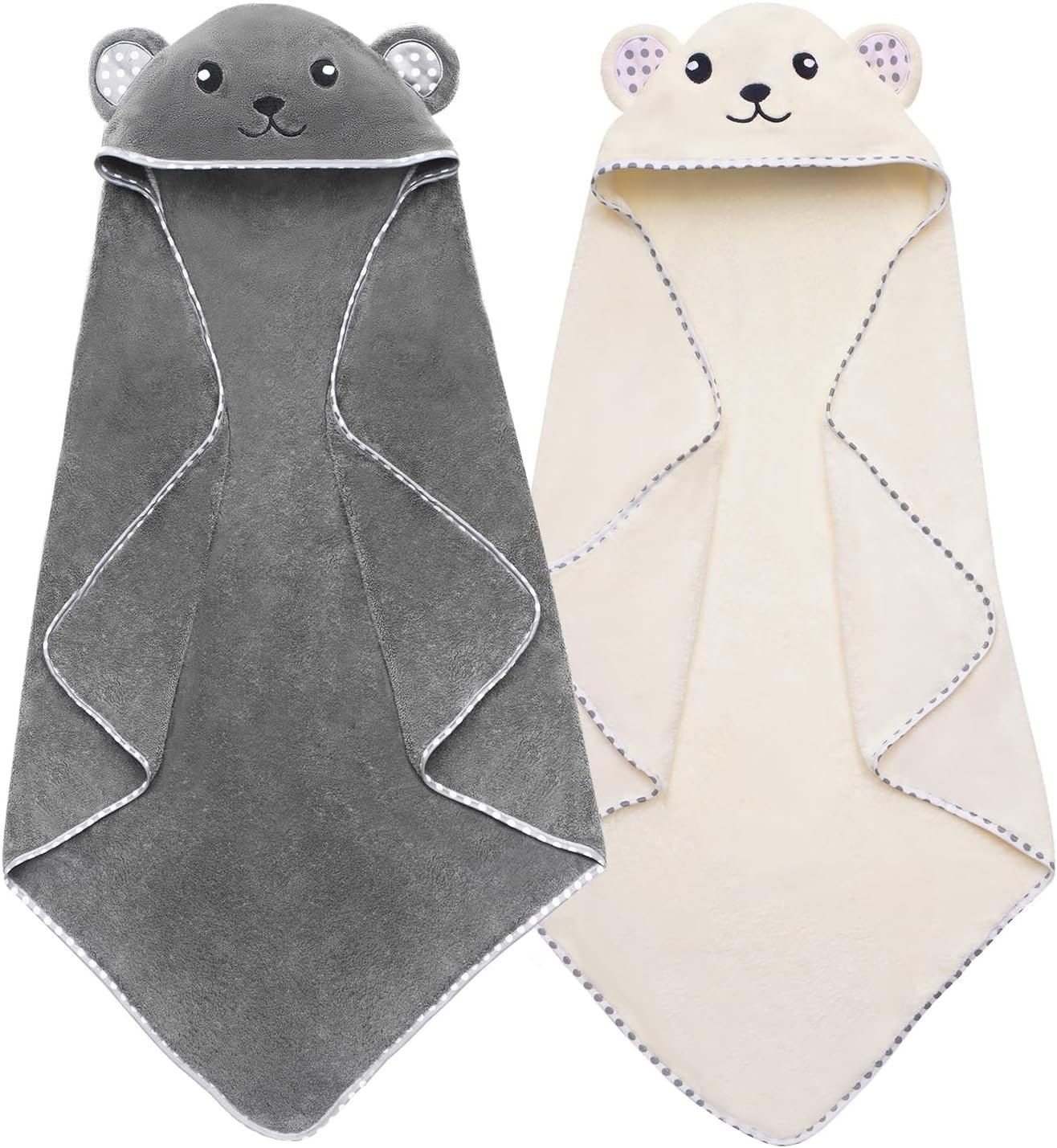 Hooded Baby Towels, 2 Pack Ultra Soft Bath Towels with Hood for Boys, Girls, Toddler, Infant, Kids – Large 31 X 31 inch Newborn Essentials (Panda)