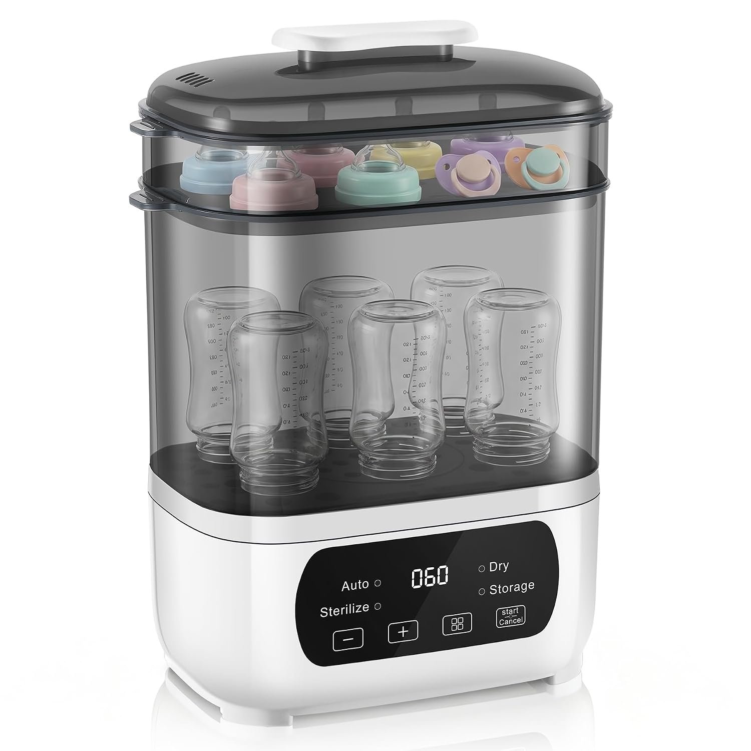 AMZBABYCHEF Baby Bottle Steamer and Dryer, Electric Steamer and Dryer for Baby Bottles, 4-in-1 Bottle Steamer and Dryer, Universal Fit for All Bottles, LED Touch Screen, Auto Shut-Off