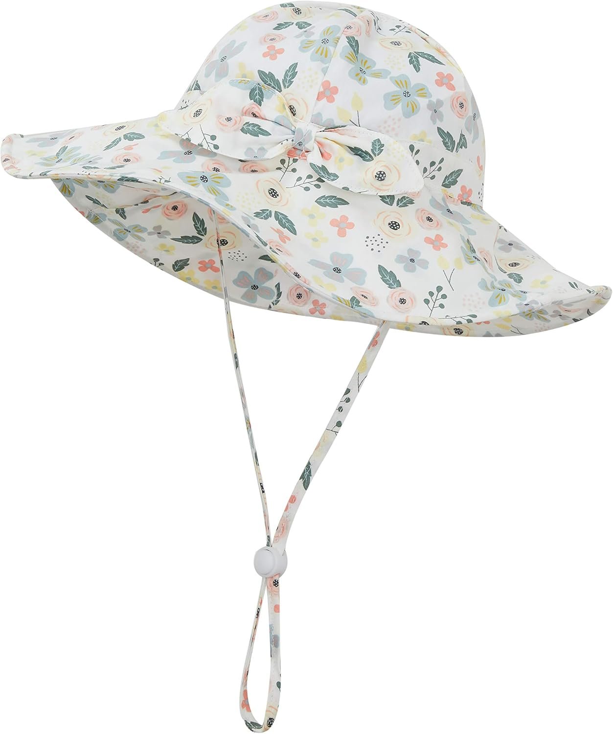 Baby Girl Sun Hat Infant Summer Beach Hats with UPF 50+ Toddler with Wide Brim Strap Outdoor Bucket Hat