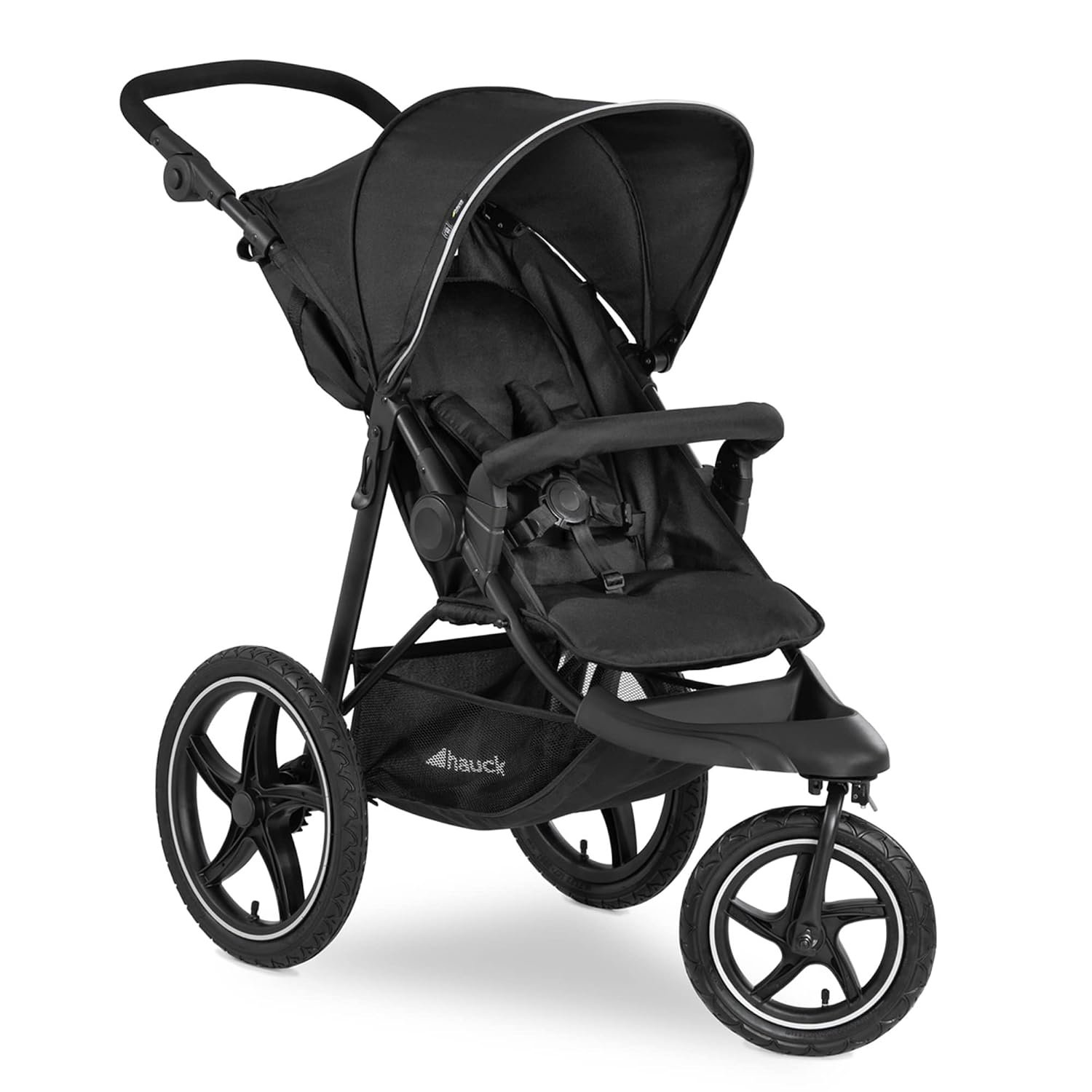 hauck 3-Wheel All Terrain Stroller with Raincover, XL Pneumatic Air Wheels, Mesh Window, and Height-Adjustable Handle, UPF 50+ – from Birth up to 48.5lbs