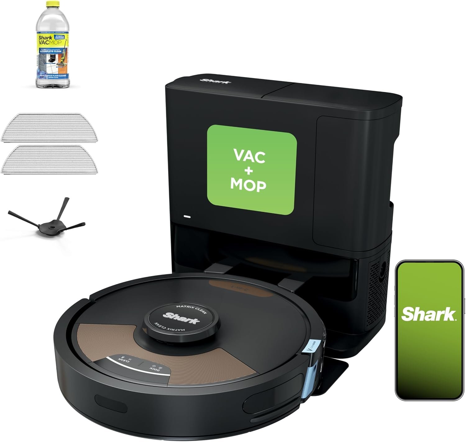 Shark Matrix Plus 2-in-1 Robot Vacuum & Mop, Black/Brass, AV2613WA | Sonic Mopping, Matrix Clean, CleanEdge, HEPA 60-Day Self-Empty Base, 360° LiDAR Mapping, Self-Cleaning Brushroll, Wi-Fi