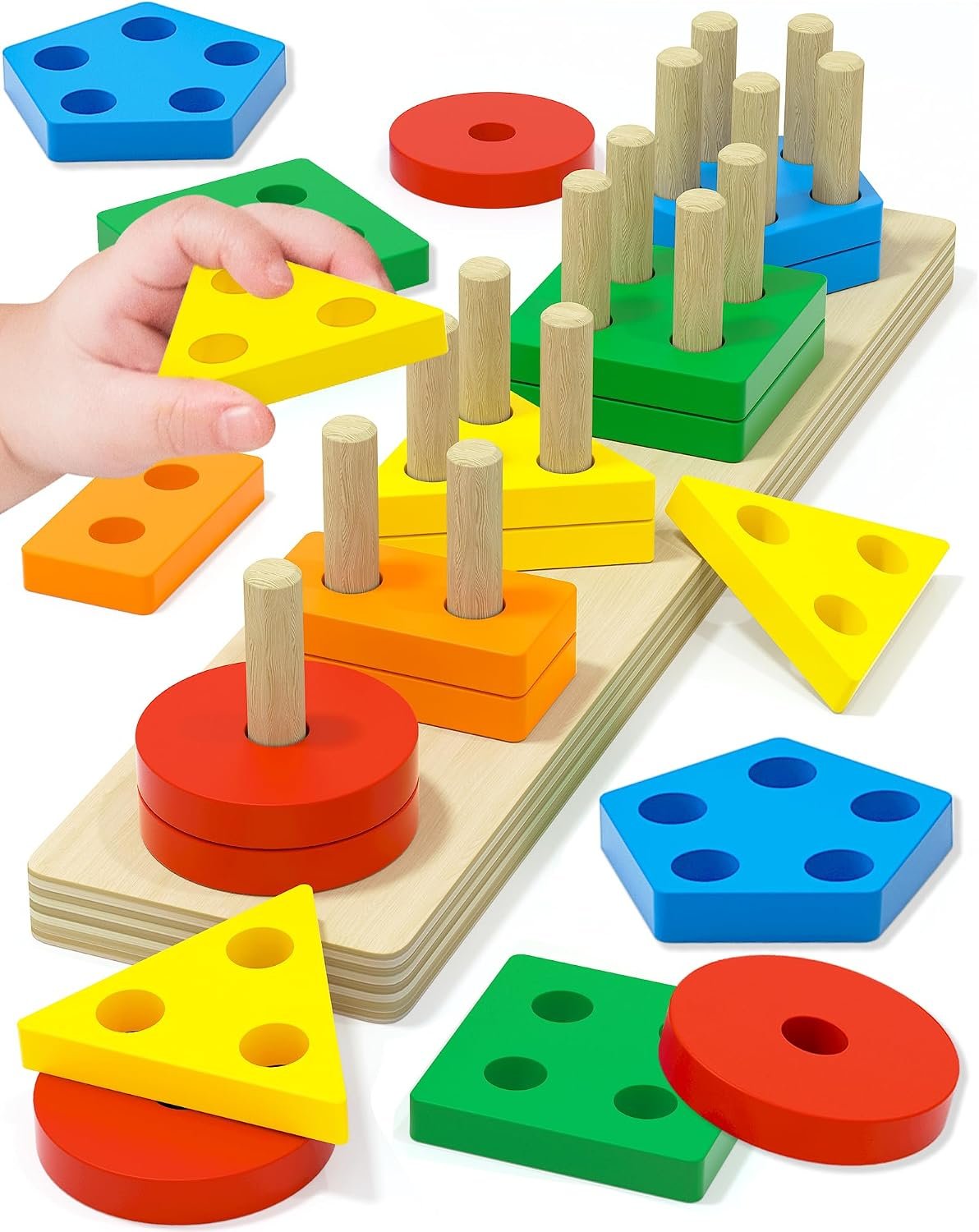 Montessori Toys for 1 2 3 Year Old Boy Girl, Toddler Learning Toys Gifts | Montessori Toy, Toddler Toy 2-3, Boy Girl Birthday Gifts, Wooden Block, Sensory Toy, Puzzle, Shape Sorter, Toddler Activities