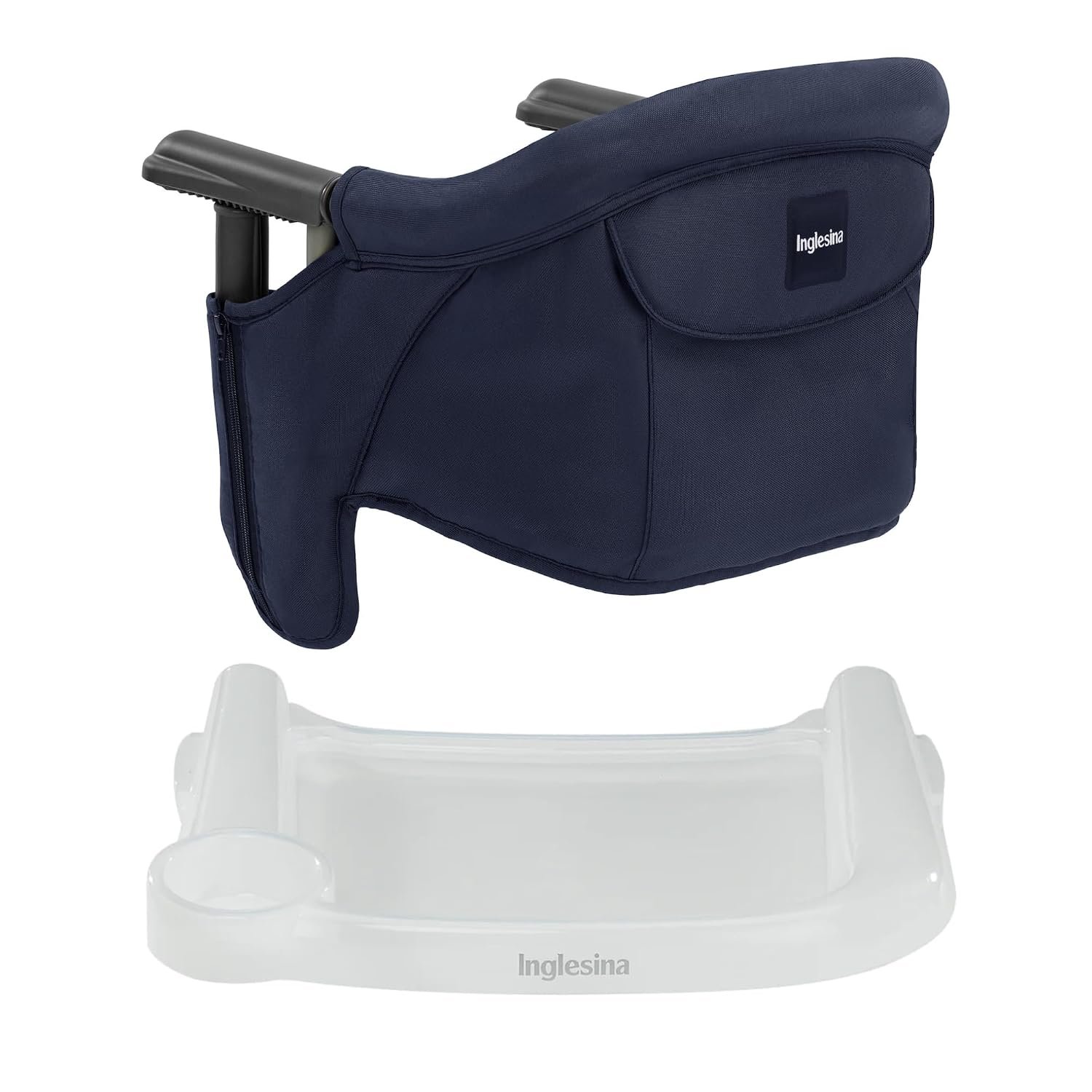 Inglesina Fast Table Chair – Navy + Fast Dining Tray – Portable Baby High Chair – for Babies & Toddlers up to 37 lbs – Fits Tables 0.8” to 3.5” Thick – Compact & Easy to Use – Travel Bag Included