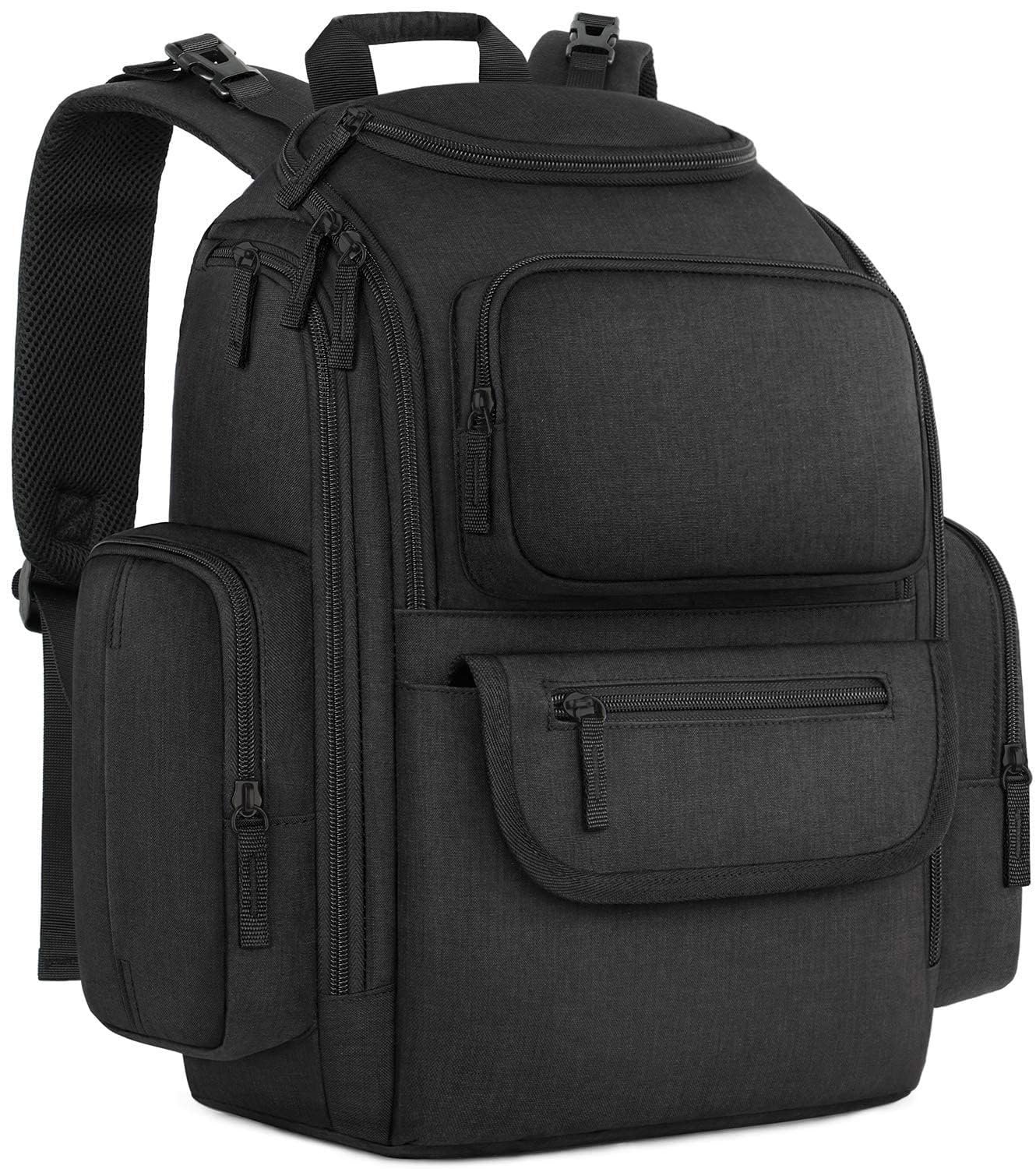 Mancro Diaper Bag Backpack, Dad Diaper Bag with 2 Side Insulated Pockets | Multifunctional Water Resistant Diaper Backpack for Men Women with Stroller Straps, Travel Baby Bag Backpack, Black