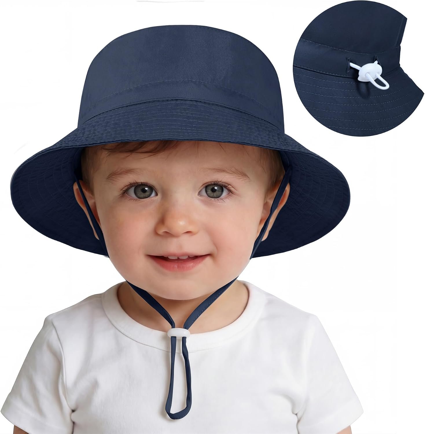 American Trends Baby Sun Hat UPF 50+ Wide Brim Bucket Hat for Boys Girls | Lightweight breathable quick-dry fabric, adjustable chin strap, sun protection for summer beach, travel and outdoor play