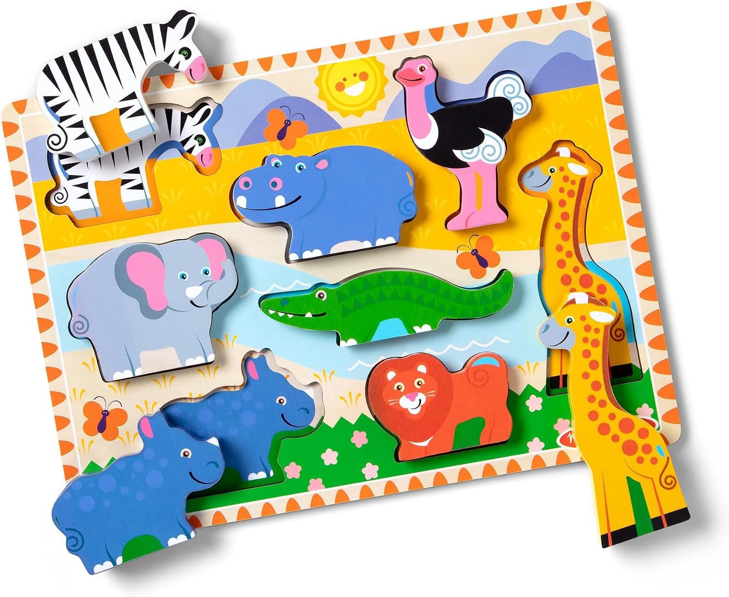 Melissa & Doug Safari Wooden Chunky Puzzle (8 pcs), Educational Screen Free Activity for Toddler, Preschoolers and Kids Ages 2+ – FSC Certified