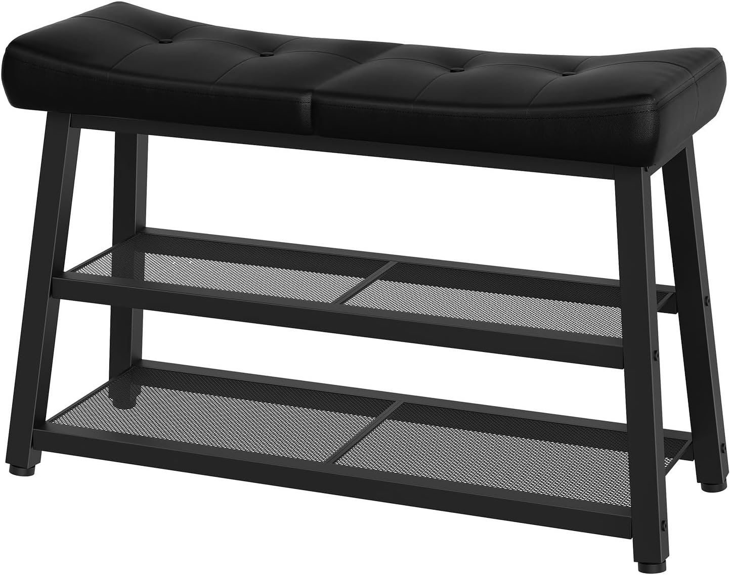 YATINEY Shoe Bench, 3-Tier Shoe Rack, Entryway Bench with Storage and Cushion, for Hallway, Foyer, Bedroom, Black HX02BB