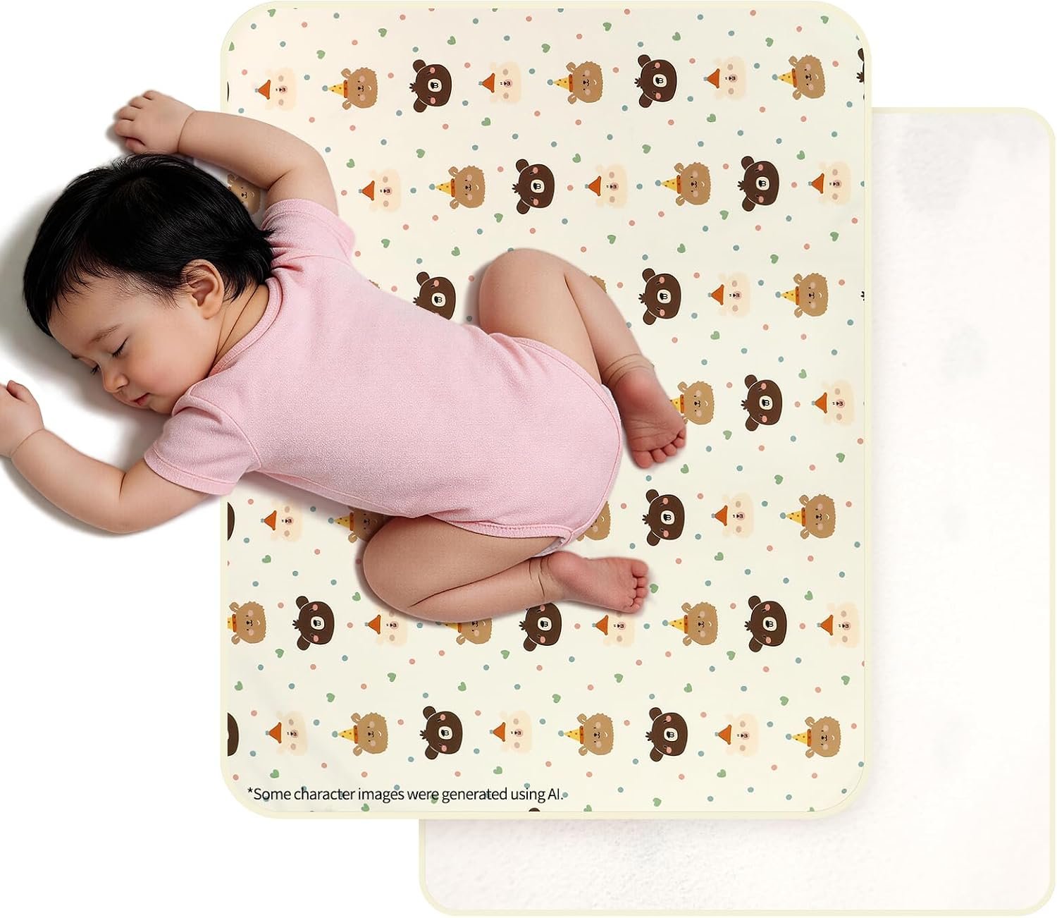 2 Pack Bear 31″x39″ Waterproof Crib Mattress Pad Baby Bed Pads | Crib Mattress Protector, Reusable Washable Bed Wetting Pee Pads for Kids, Toddler & Pets, Absorbent Crib Sheets