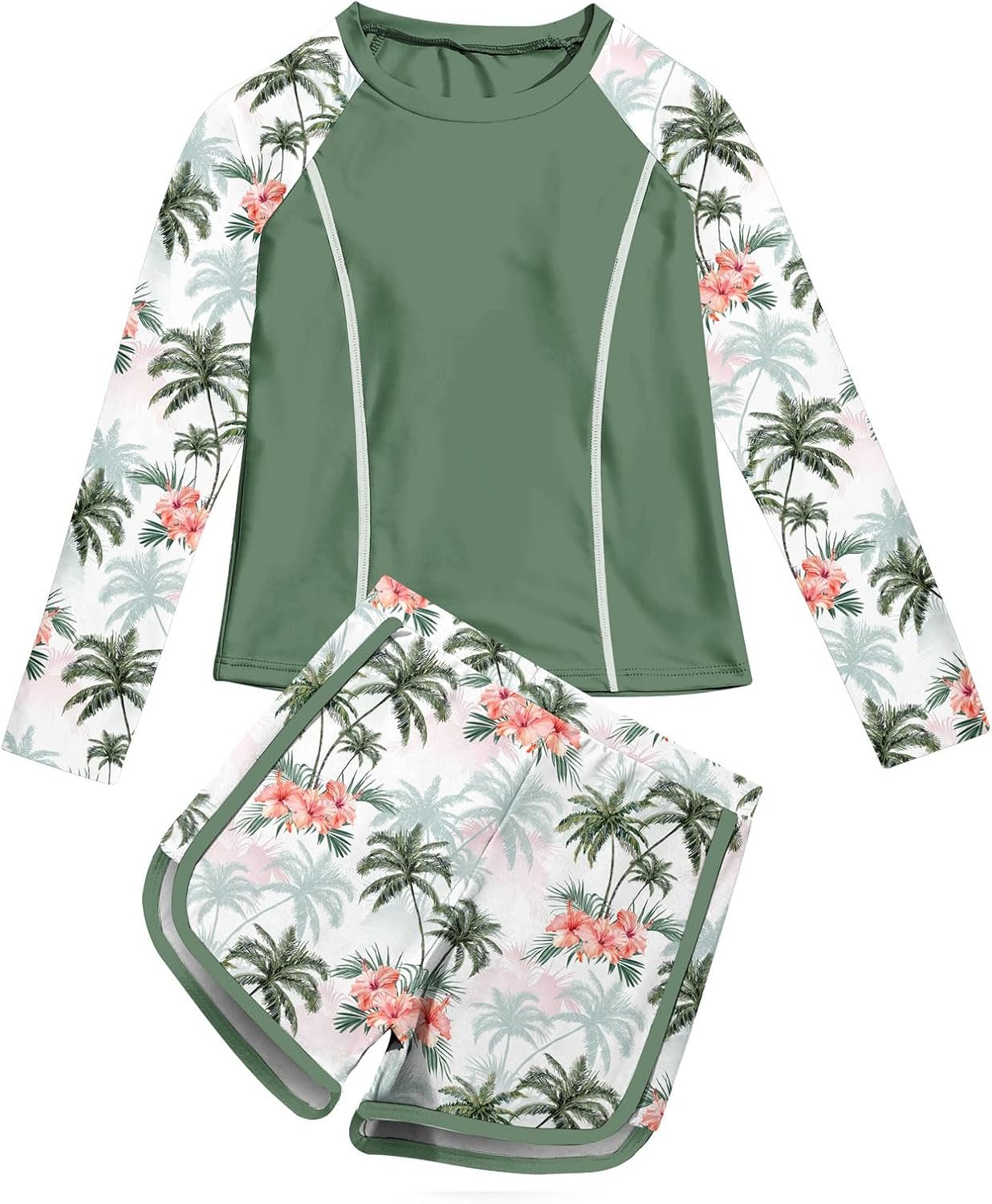 Vogseek Girls Rash Guard Swimsuits 2 Piece Bathing Suit UPF 50+ Summer Swimwear Size 7-12T