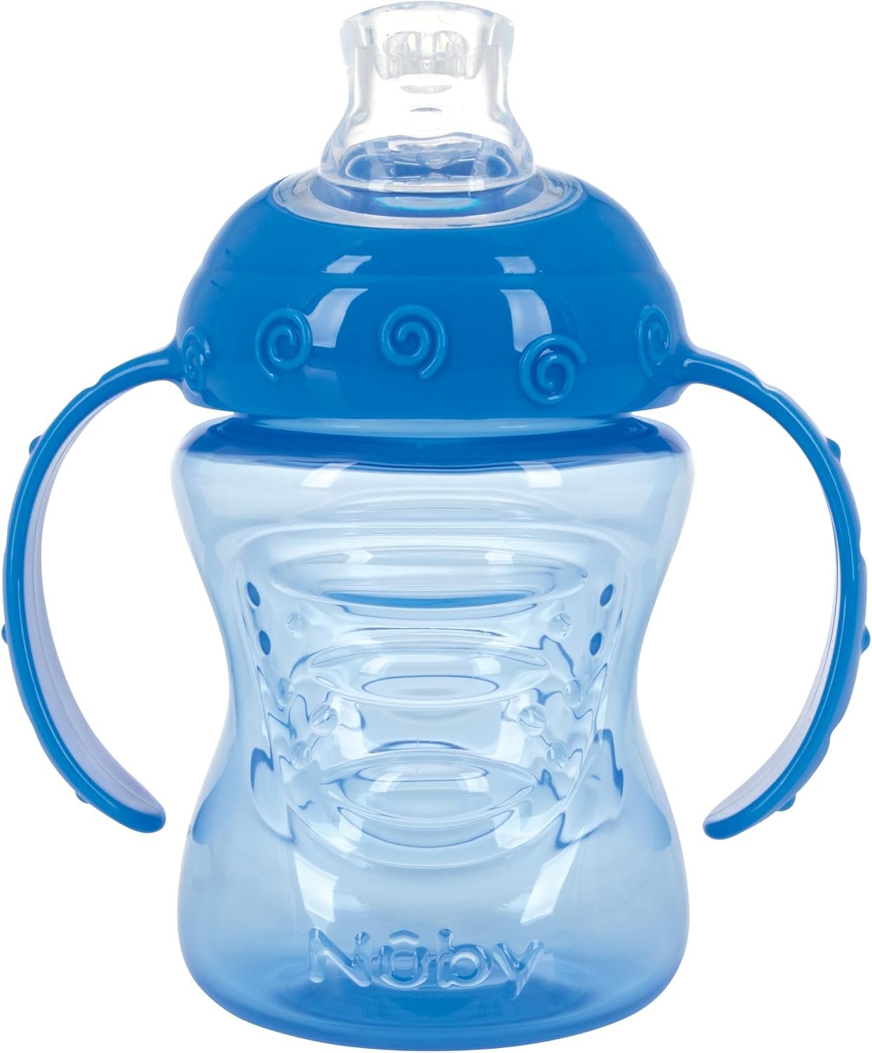 Nuby Grip N’ Sip 2 Handle Soft Spout Trainer Cup – 8 oz | 4+ Months – Blue