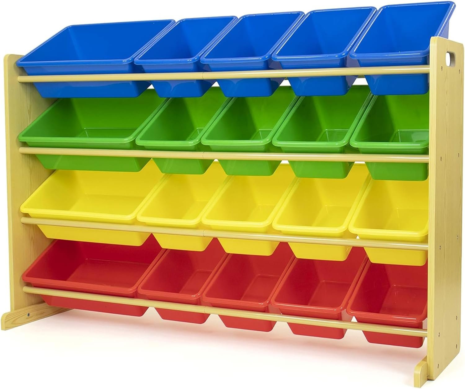 Humble Crew Toy Storage Organizer with 20 Removable Storage Bins for Kids Playroom, 4-Tier Toddler Toy Organization, Natural/Primary