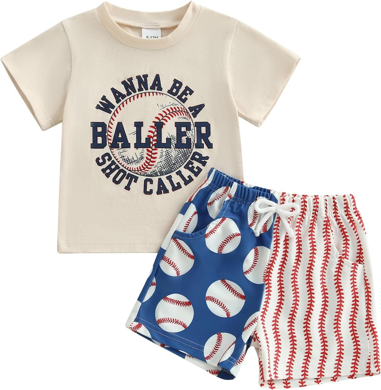 Toddler Baby Boy Baseball Outfits Summer Clothes T-shirt Plaid Shorts Set | 6 12 18 24 Months 2T 3T 4T 5T Boys Summer Outfit, Ball Embroidery Tees 2 Pcs Clothing Set, Birthday Gift for Little Rookie