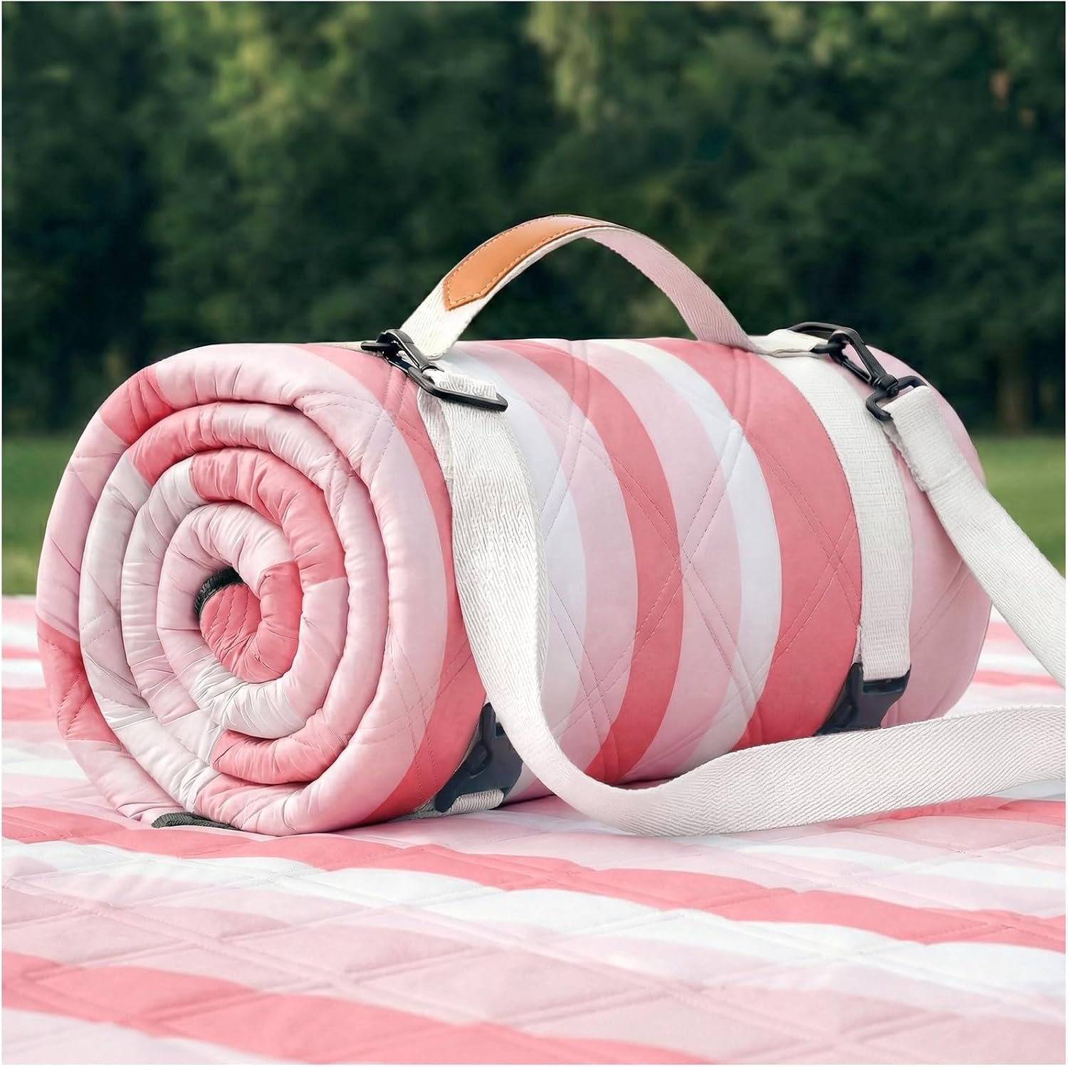 RYCHIC Waterproof Beach Blanket Picnic Outdoor Mat Rug Extra Large Foldable Big Cute Camping Gear Travel Accessories Gift Park Patio Lawn Garden Grass Ground Play Music Festival Concert Essential Pink