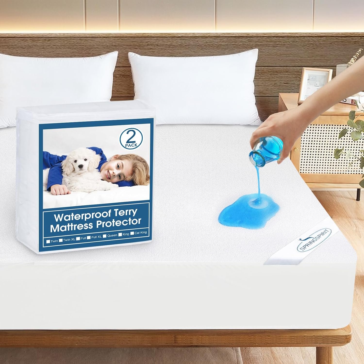 Crib Mattress Protector Waterproof 2 Pack Crib Sheets Fitted Mattress Pad Cover Soft Terry Breathable Fit for Toddler Bed up – 8″ Machine Washable
