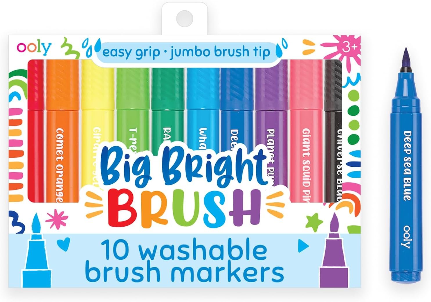 Ooly Thick Washable Toddler Markers with Jumbo Grip, Big Bright Brush Tip Markers for Toddlers with Jumbo Barrel, Perfect for Little Hands – BRUSH TIP