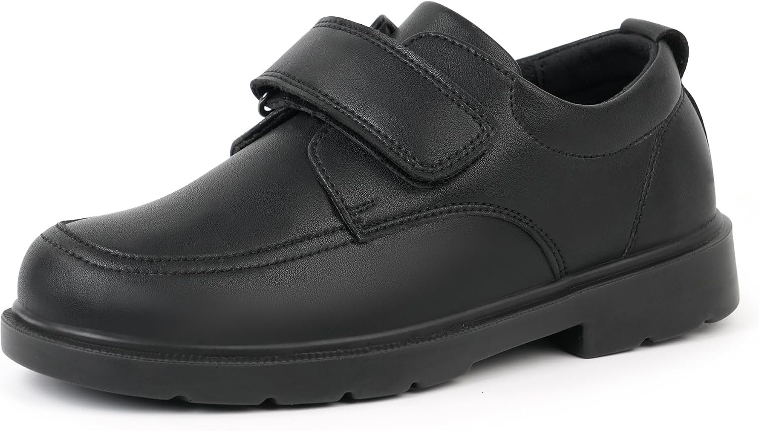 JABASIC Boys School Uniform Shoes Lightweight Kids Formal Dress Shoes Slip-On Loafers with Hook and Loop Strap
