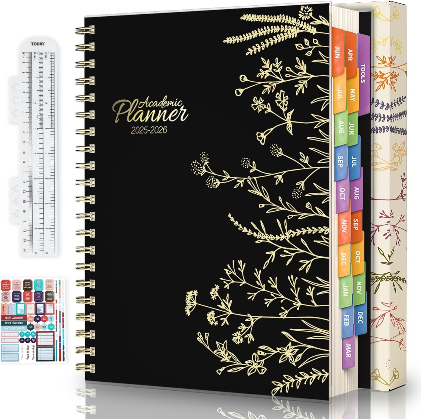 Jun 2025-Dec 2026 Academic Monthly Weekly Daily Planner for School, 19 Months Calendar 25-26 Planning Book with Colorful Tabs, 8.5″ x 11″ Mid Year College Organizer for Student Teacher (Black)