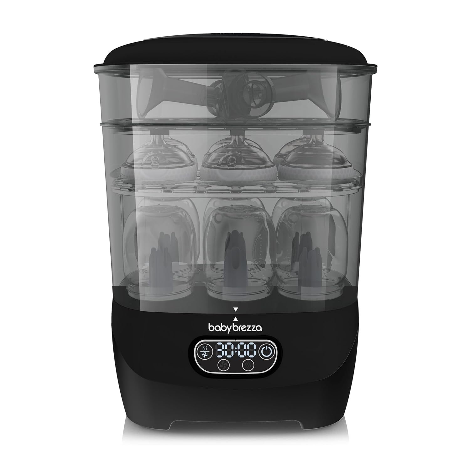 Baby Brezza Bottle Sterilizer and Dryer Advanced – 33% Faster – Largest Capacity Steam Sanitizer – Universal Sterilization Machine for All Bottles + Pump Parts – HEPA Air Filter, Black