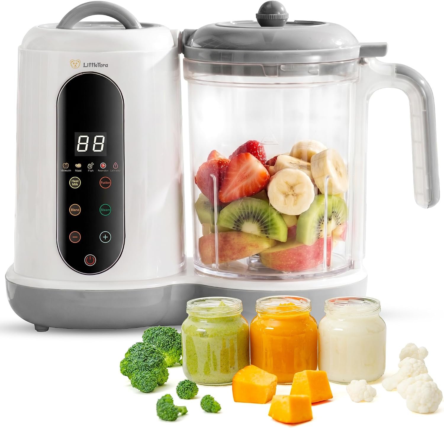 Baby Food Maker Processor Blender Steamer – 4 in 1 Steam Blend Cook Mills Puree Machine with Stainless Steel Steam Basket – All-in-One Food Makers for Babies One Step Food Solids Essentials