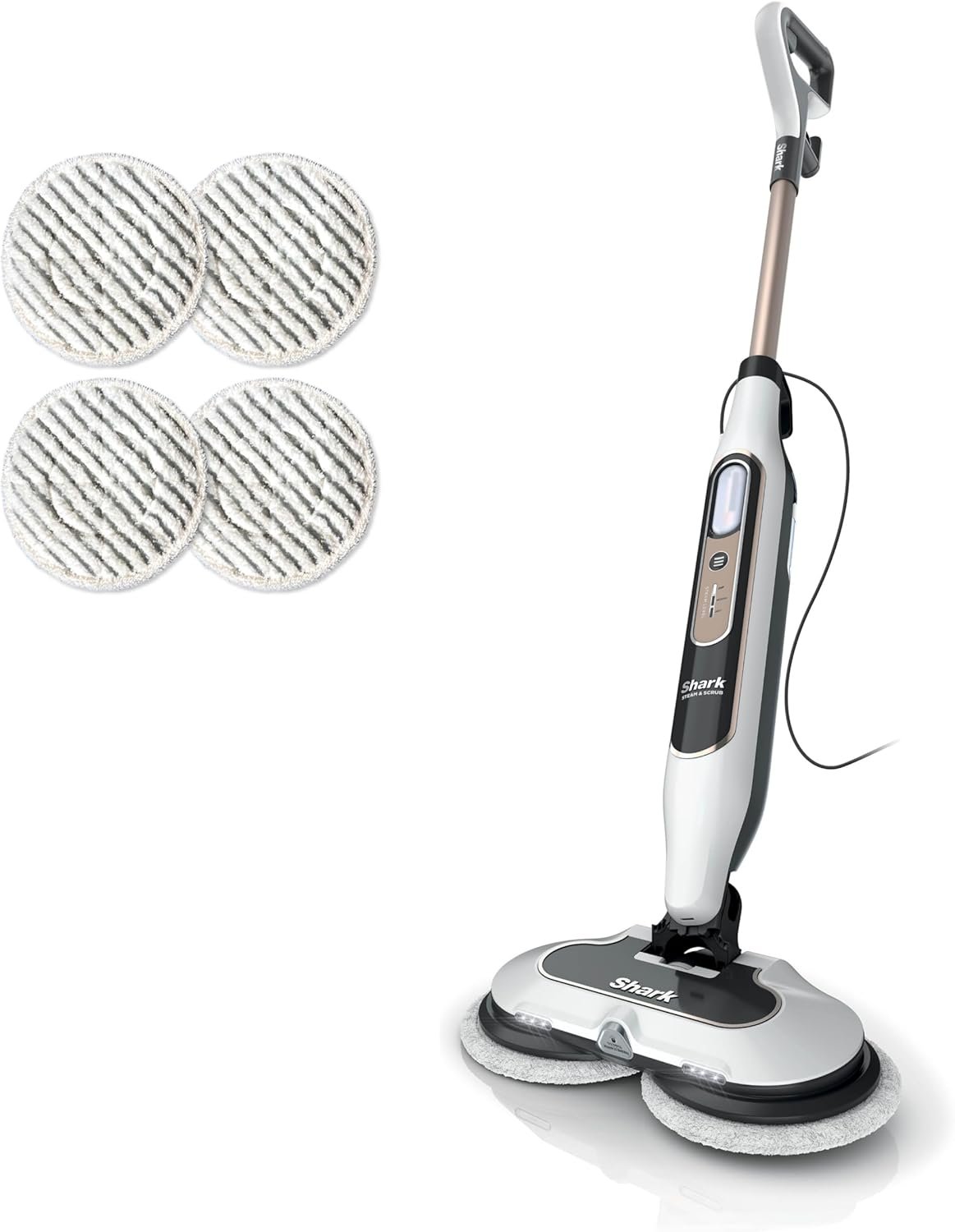 Shark Steam & Scrub with Steam Blaster Technology, White, S8201 | All-in-One Hard Floor Steam Mop with 3 Steam Modes & LED Headlights