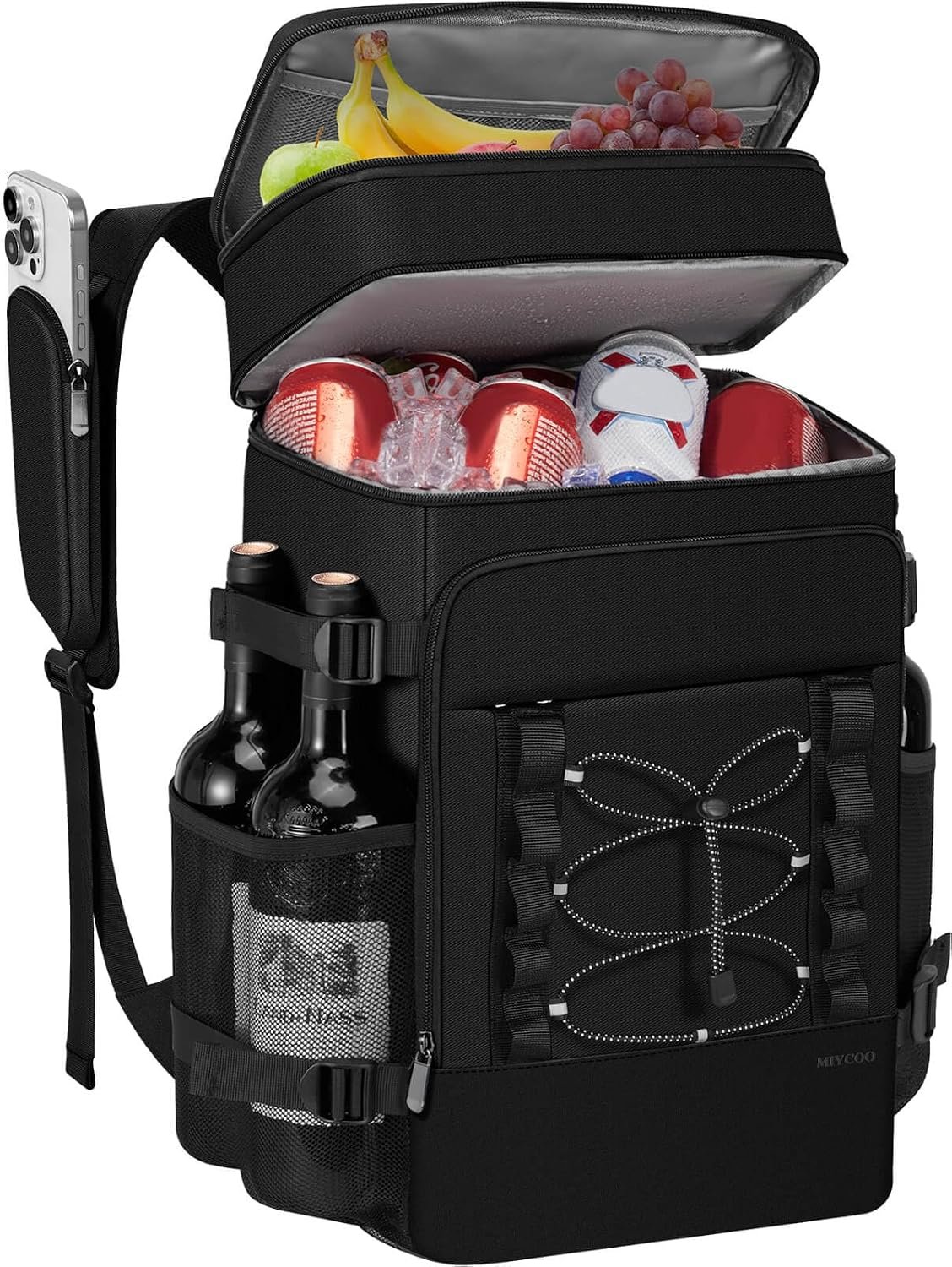 MIYCOO Cooler Backpack for Men Women, 2 Leak Proof Compartments, 40 Cans | Insulated Backpack Cooler Bag with Wine Straps, Bottle Opener for Beach Travel Picnic Lunch Hiking BBQ Camping
