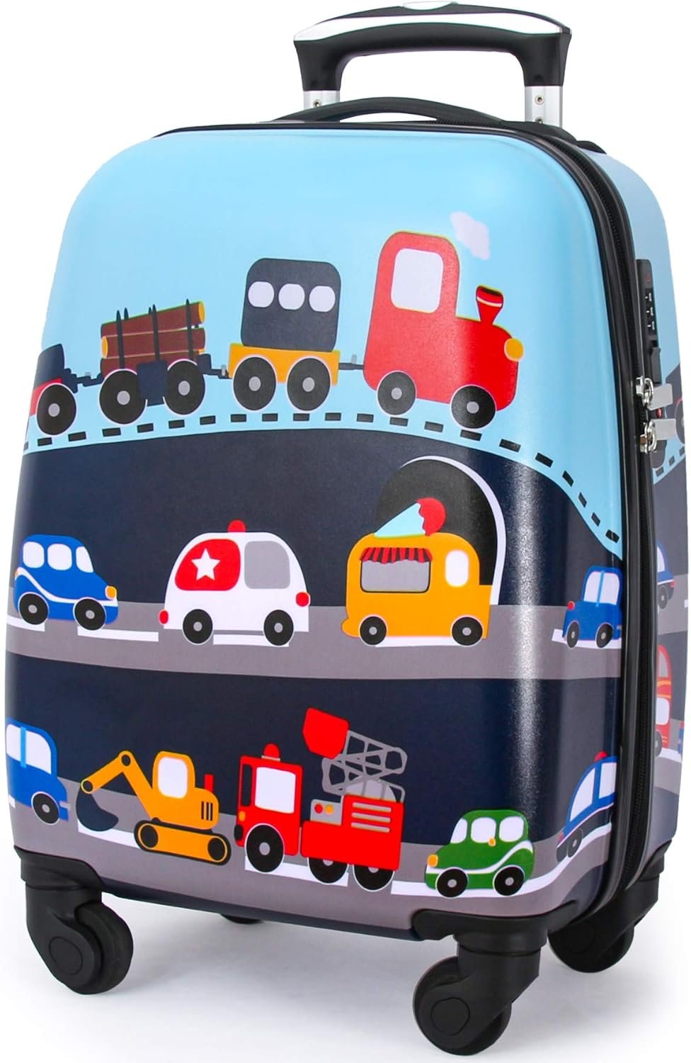 GURHODVO Kids Carry On Luggage Children Rolling Suitcase with 4 Wheels Hardshell Case for Toddler to Travel (Car)