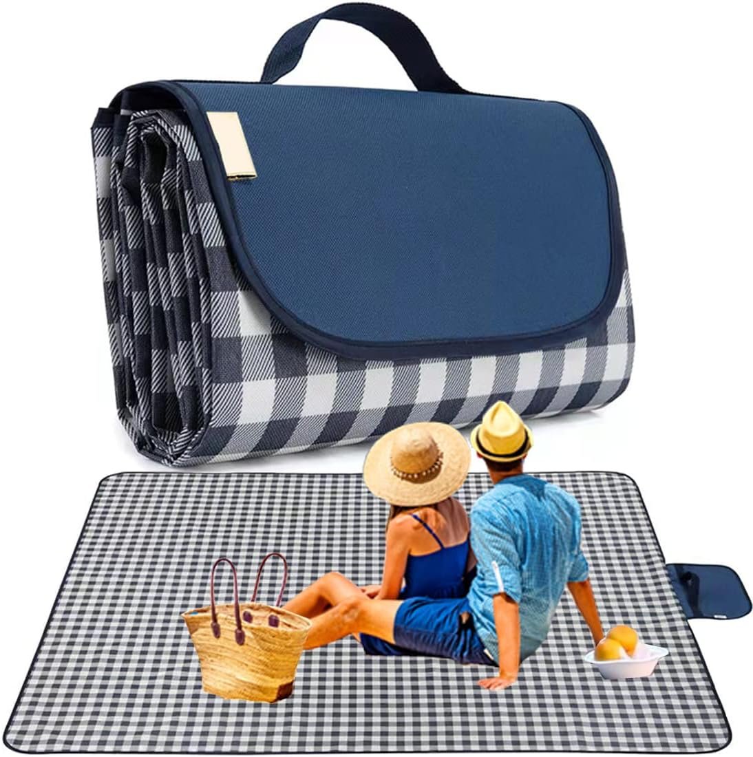 RUIBOLU Large Picnic Blanket Beach Blankets, 80”x60” Picnic Mat Waterproof Sand Proof Foldable Portable for Outdoor Camping Hiking Travel Grass Park Music Festival Lawn Mats