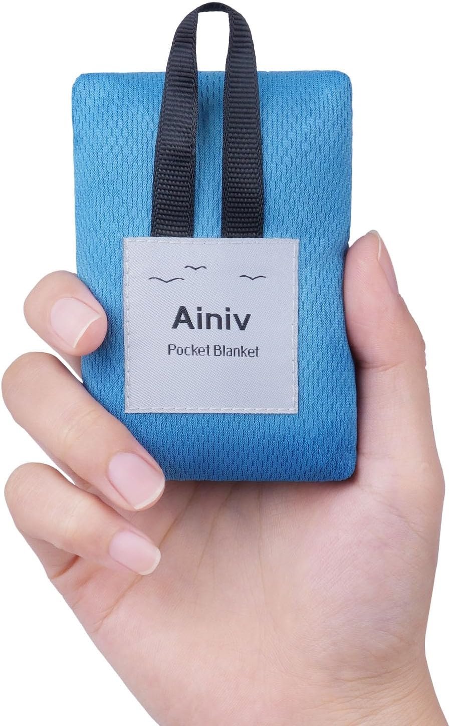 Ainiv Picnic Blanket, Mini Pocket Beach Mat 27.5 x 43.3IN (1-2 People) Foldable, Lightweight Waterproof Sand Free, Foldable Thin Ground Sheet for Outdoor Camping Hiking Travel – with Hand Strap