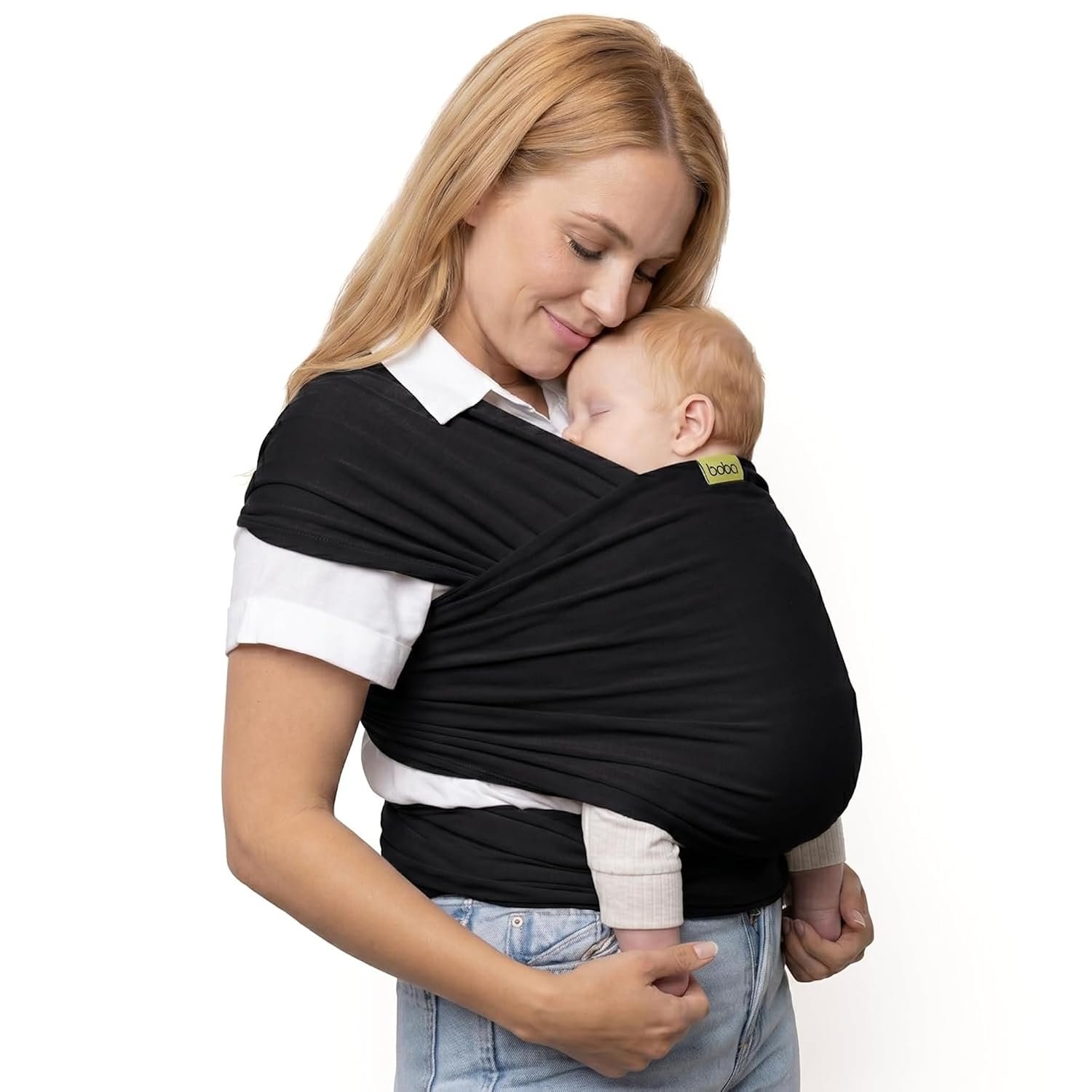 Boba Baby Wrap Carrier – Original Baby Sling Carrier for Newborns (7–35 lbs), Soft, Secure, Hands-Free & Ergonomic, Ideal for Comfortable Bonding, New Parents (Black)