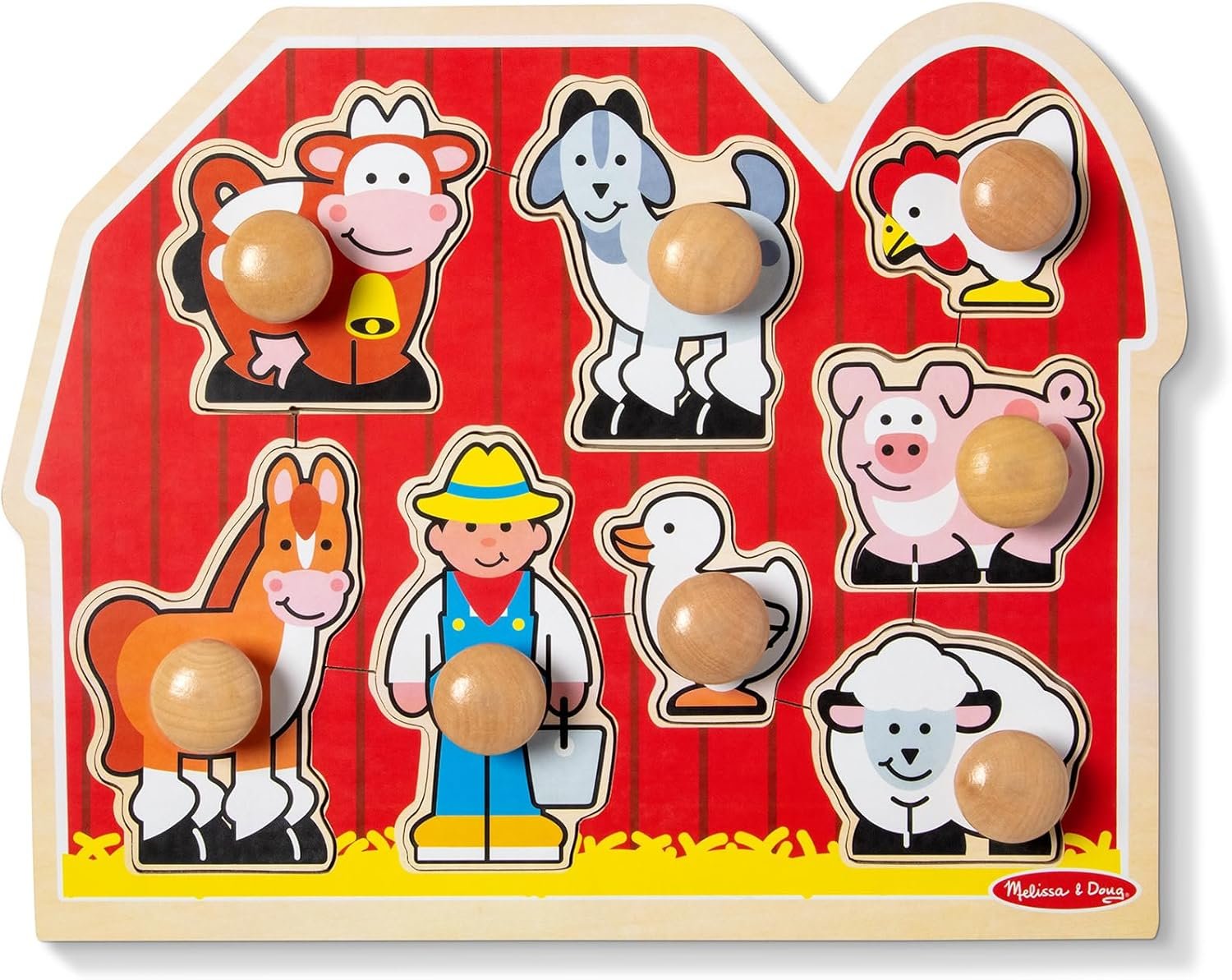 4553096-Melissa & Doug Large Farm Jumbo Knob Puzzle, 1 Ea