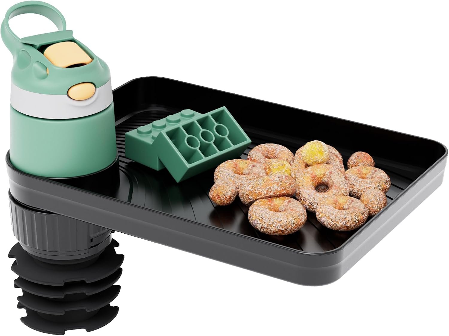Car Seat Tray for Kids Fits 2.8′-3.2’Cup Holders (1, Standard Base) | 360°Rotated, Expandable Base, Large Tray for Toys/Books/Snacks, Durable and Safe Material, Kids Travel Essentials