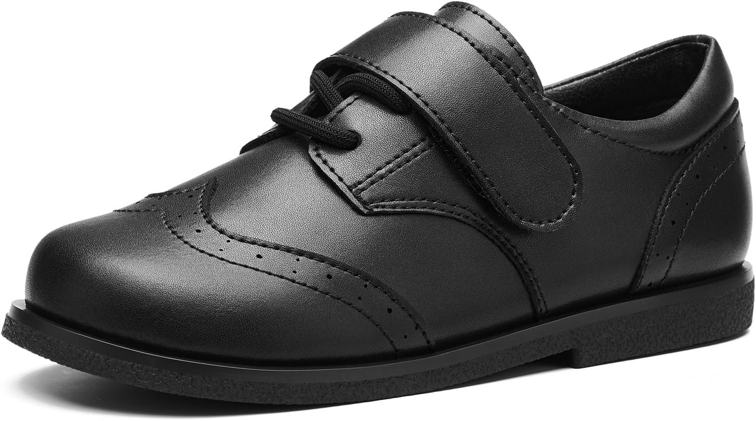 GINNI Toddler Boy Girl Dress Shoes, Little Kids Comfortable Wingtip Oxfords | Wide Toe Flats, Cushioned Insole, Light & Flexible Outsole, for Baby Boys/Toddlers, School Suit Formal Tuxedo Church Wedding