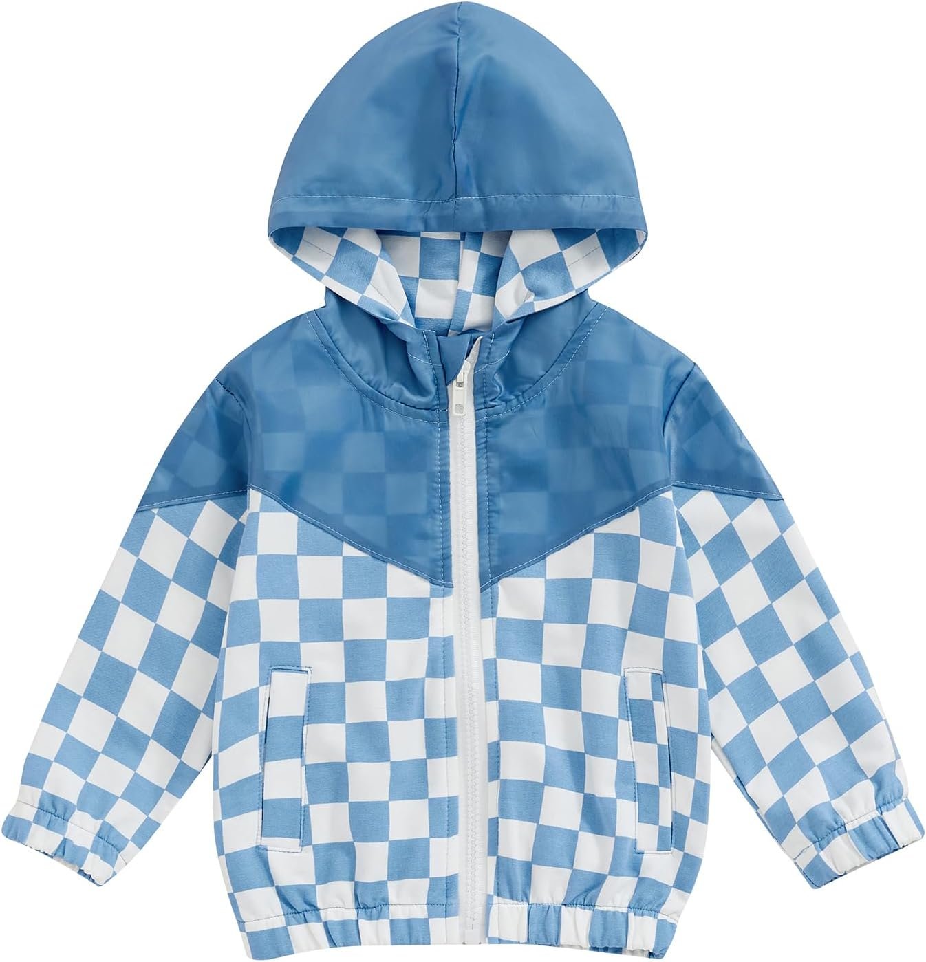 Toddler Baby Grils Boys Hoodie Zipper Waterproof Patchwork Raincoat Lightweight Windbreaker Outwear Rain Jacket 1-4T