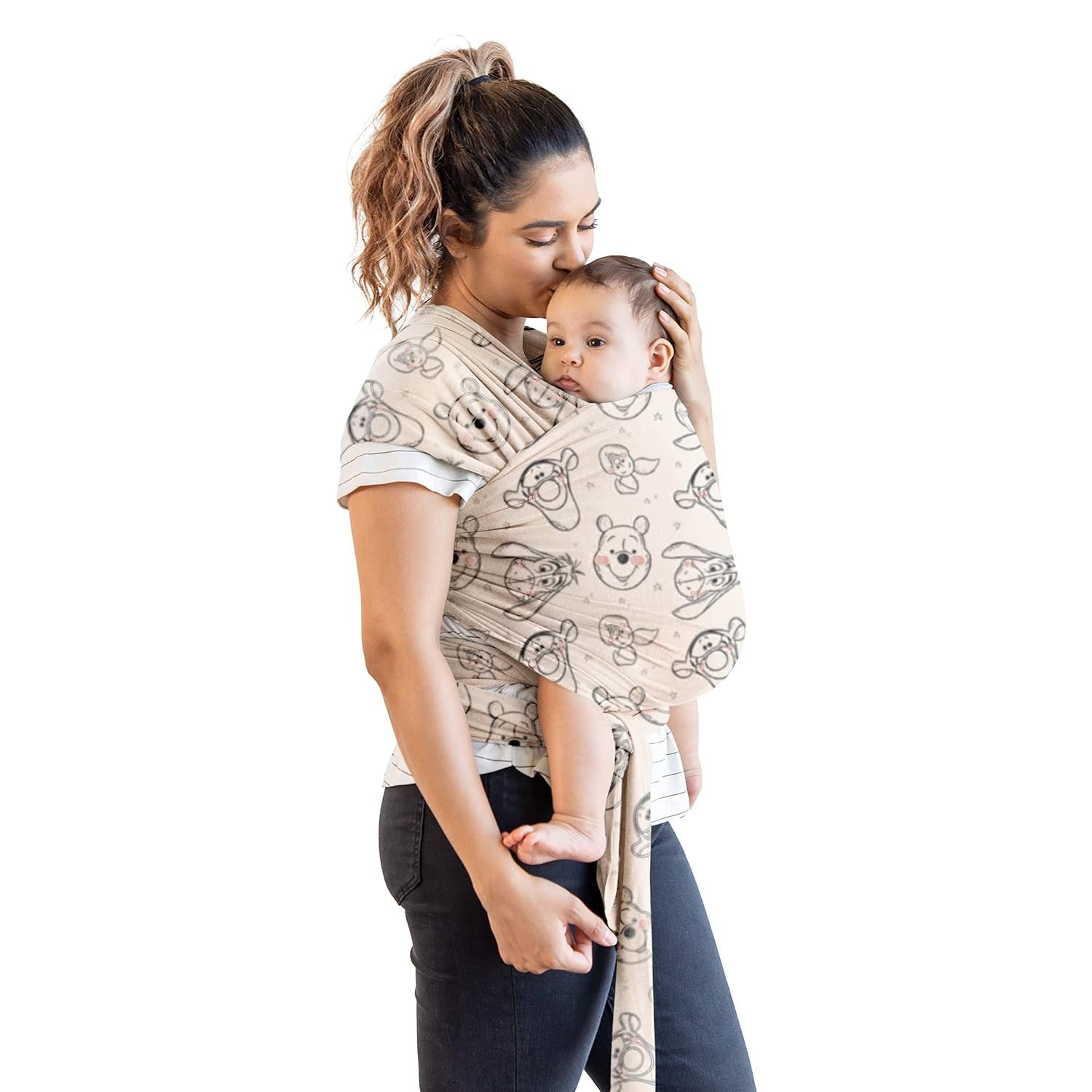 Moby Baby Wrap Carrier Featherknit for Newborns to Toddlers (8-33lbs), Infant Sling Carrier, Lightweight & Hands Free Design, Adjustable for All Body Types (Disney’s Winnie The Pooh & Pals)