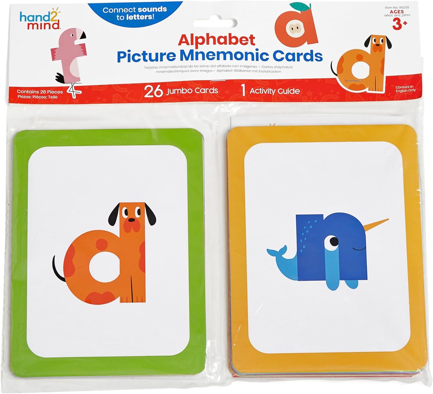 hand2mind Alphabet Picture Mnemonic Cards, ABC Flashcards for Kids, Classroom Alphabet Cards, Early Learning Flash Cards, Letter Recognition, Montessori Alphabet Cards, Toddler Learning Activities