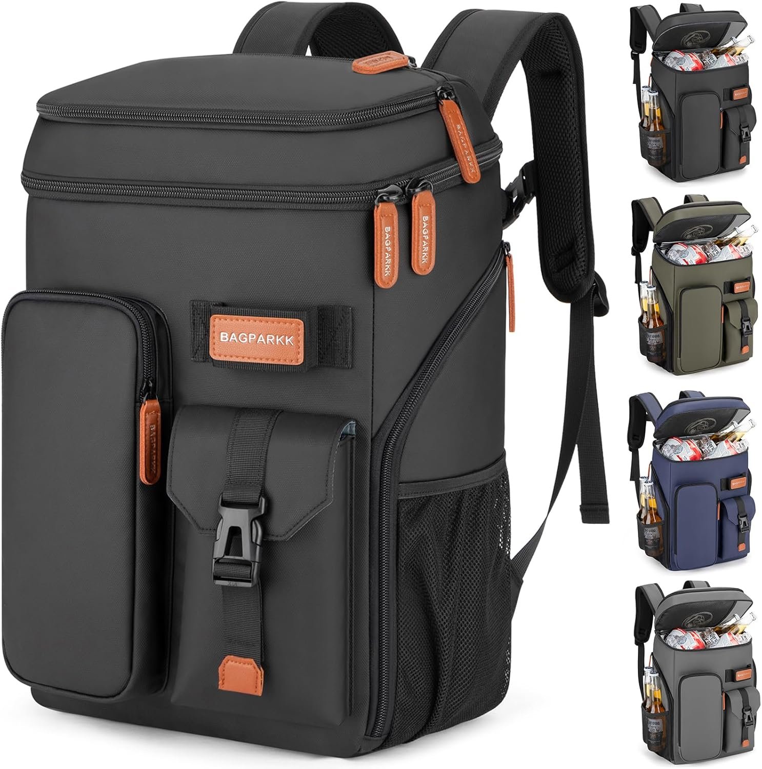 Bagparkk 33/45 Cans Leakproof Insulated Cooler Backpack with Double Deck | 20 Hours Cooling, Sternum Strap, Lightweight, Multifunctional Cooler, Travel Camping Beach Picnic , Gift for Men & Women