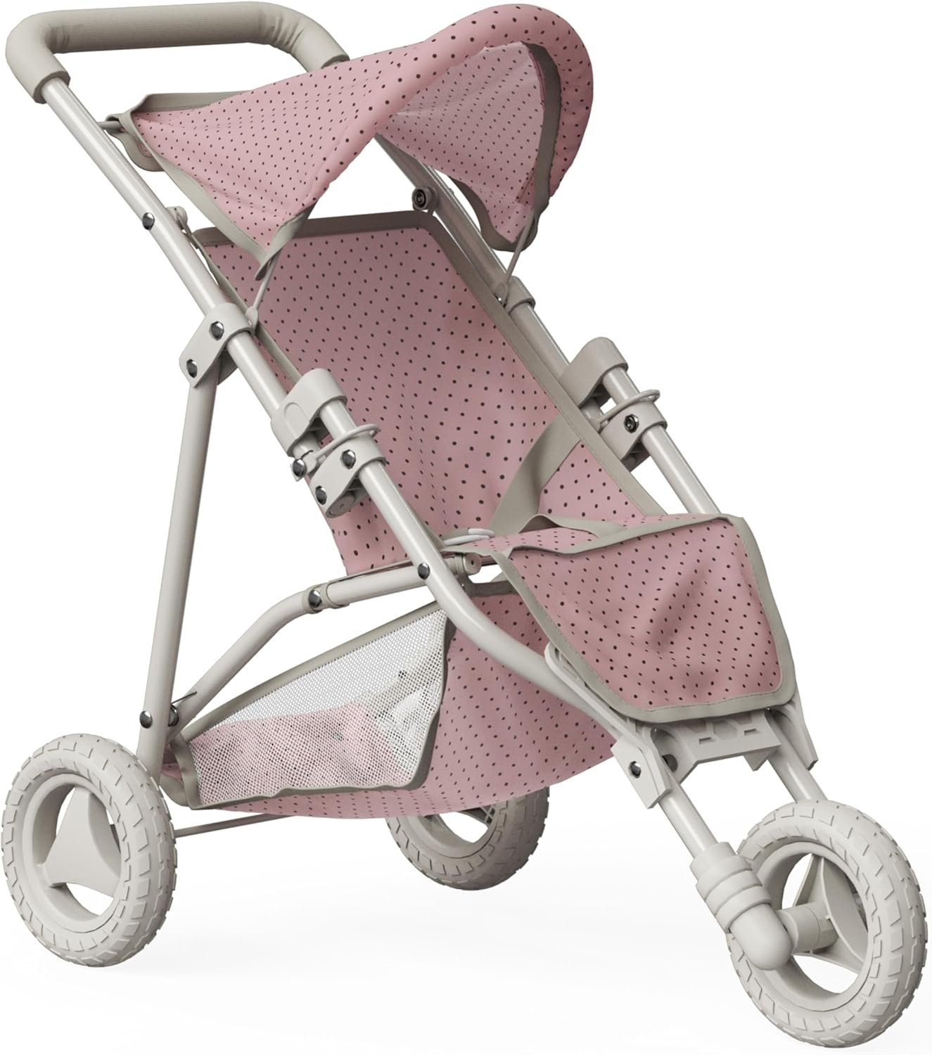 Olivia’s Little World Doll Jogging-Style Stroller with Canopy, Storage Underneath, Pink and Cream and Gray | Canopy, Storage Underneath
