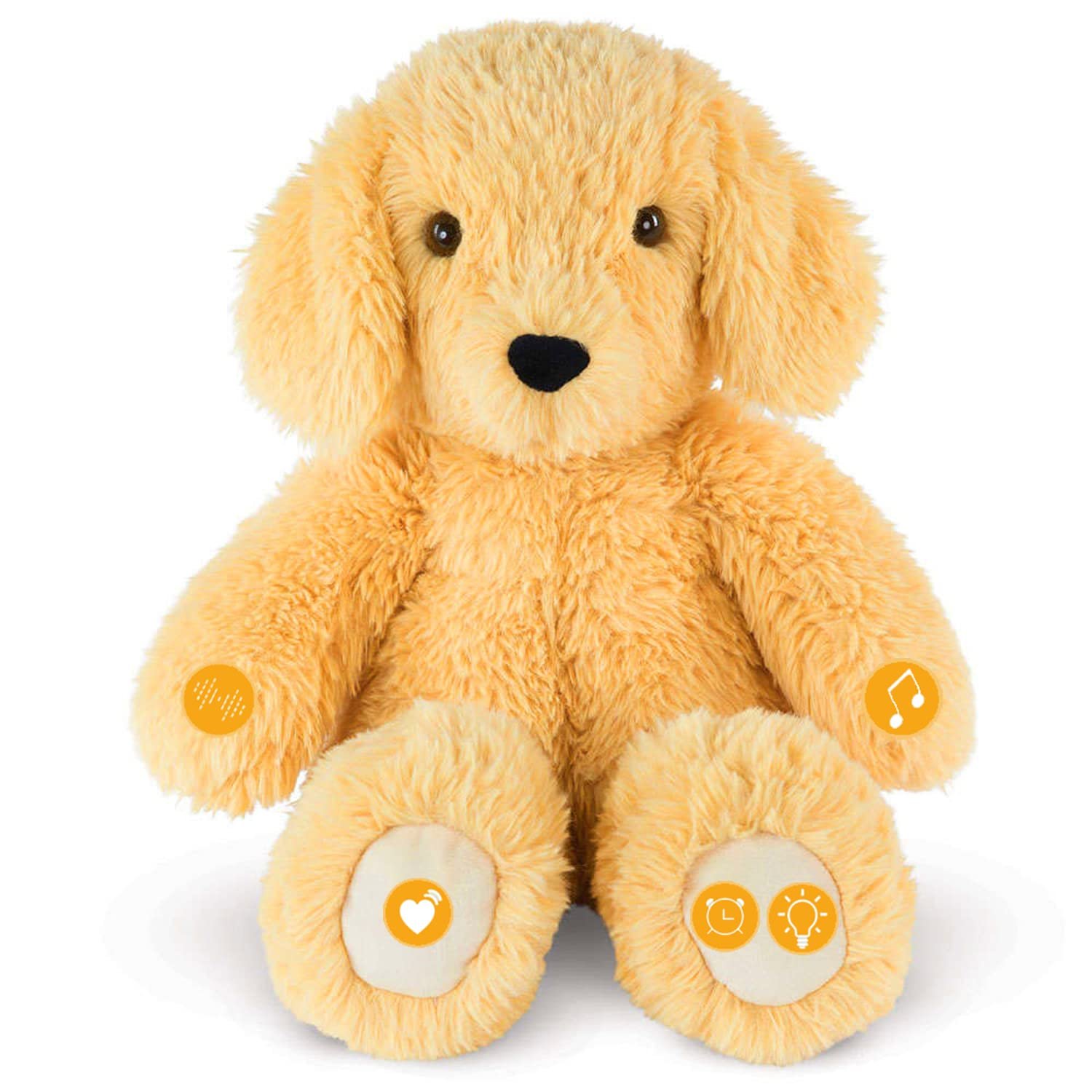 BEREST Newborns Musical Baby Sleep Soother, Mom’s Heartbeat White Noise Machine|Dog Sleeping Aid with Cry Sensor|Night Light & 9 Sounds Therapy|Sleepy Puppy Stuffed Toy for Toddler Crib|Yellow