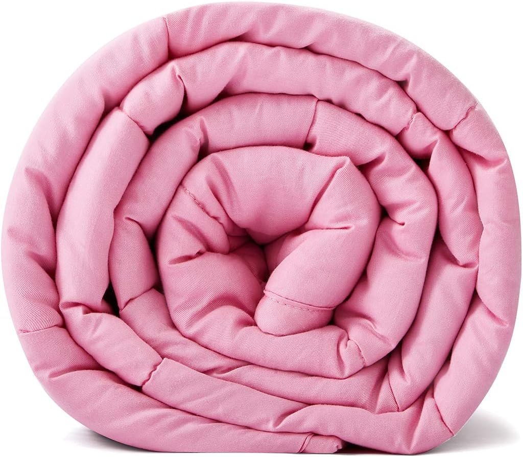 TONGDADA Kids Weighted Blanket | 40”x60”,10lbs | for Child Between 80-125 lbs | Premium Cotton Material with Glass Beads | Pink