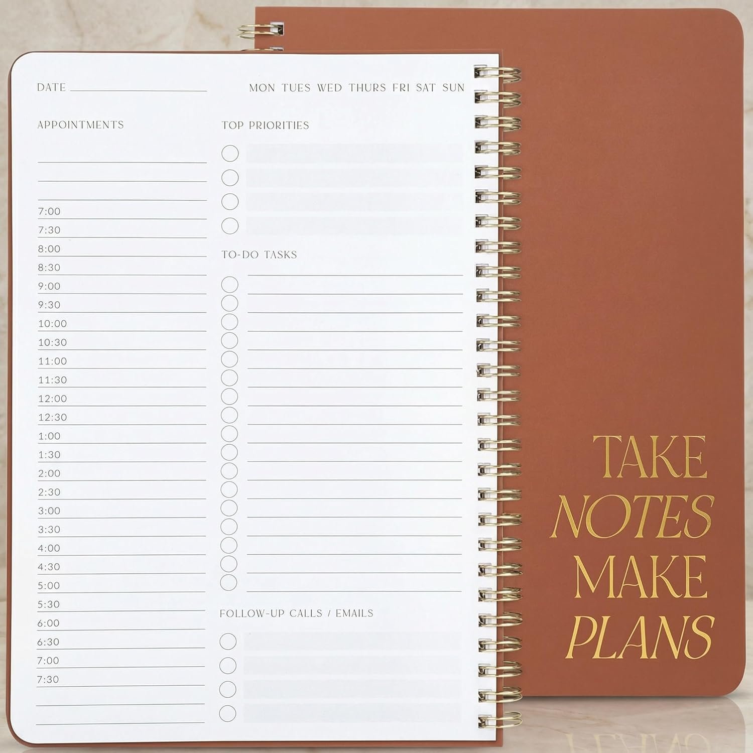 ZICOTO Beautiful Daily Planner And Notebook With Hourly Schedule – Aesthetic Spiral To do List Notepad to Easily Organize Your Work Tasks And Appointments – The Perfect Office Supplies For Women
